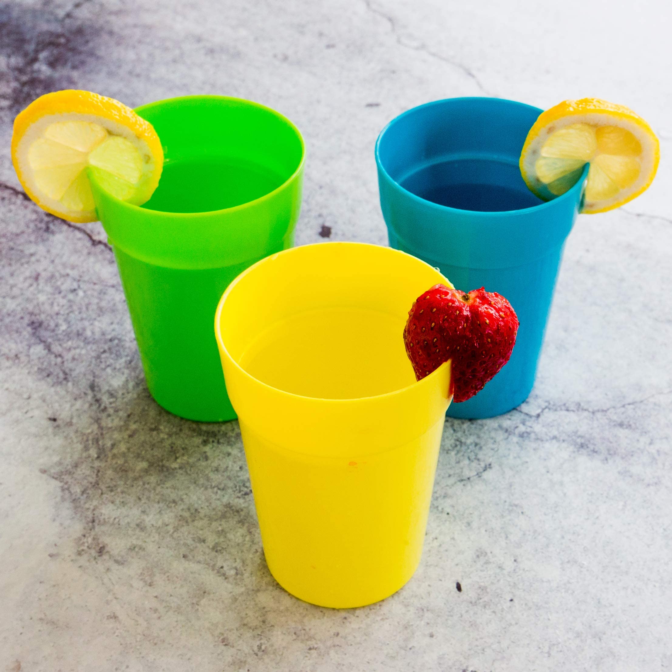 Youngever 18 Pack 12 Ounce Plastic Kids Juice Tumblers, Unbreakable Drinking Glasses, Plastic Cups, Reusable | Stackable | NO BPA | Top-rack Dishwasher Safe