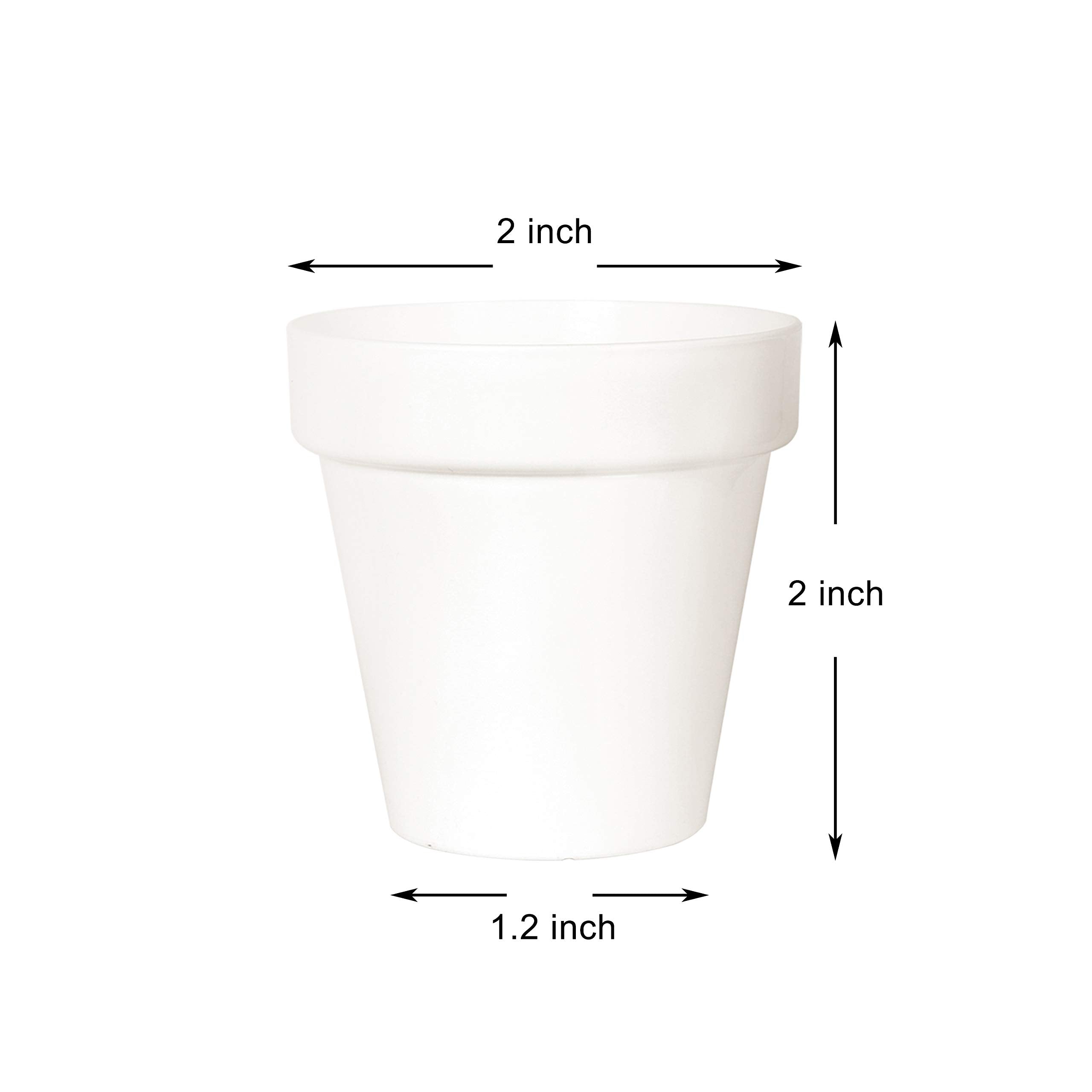 Youngever 24 Pack 2 Inch Mini Plastic Planters, Indoor Flower Plant Pots, White Gardening Pot with Drainage - NO Plant Included