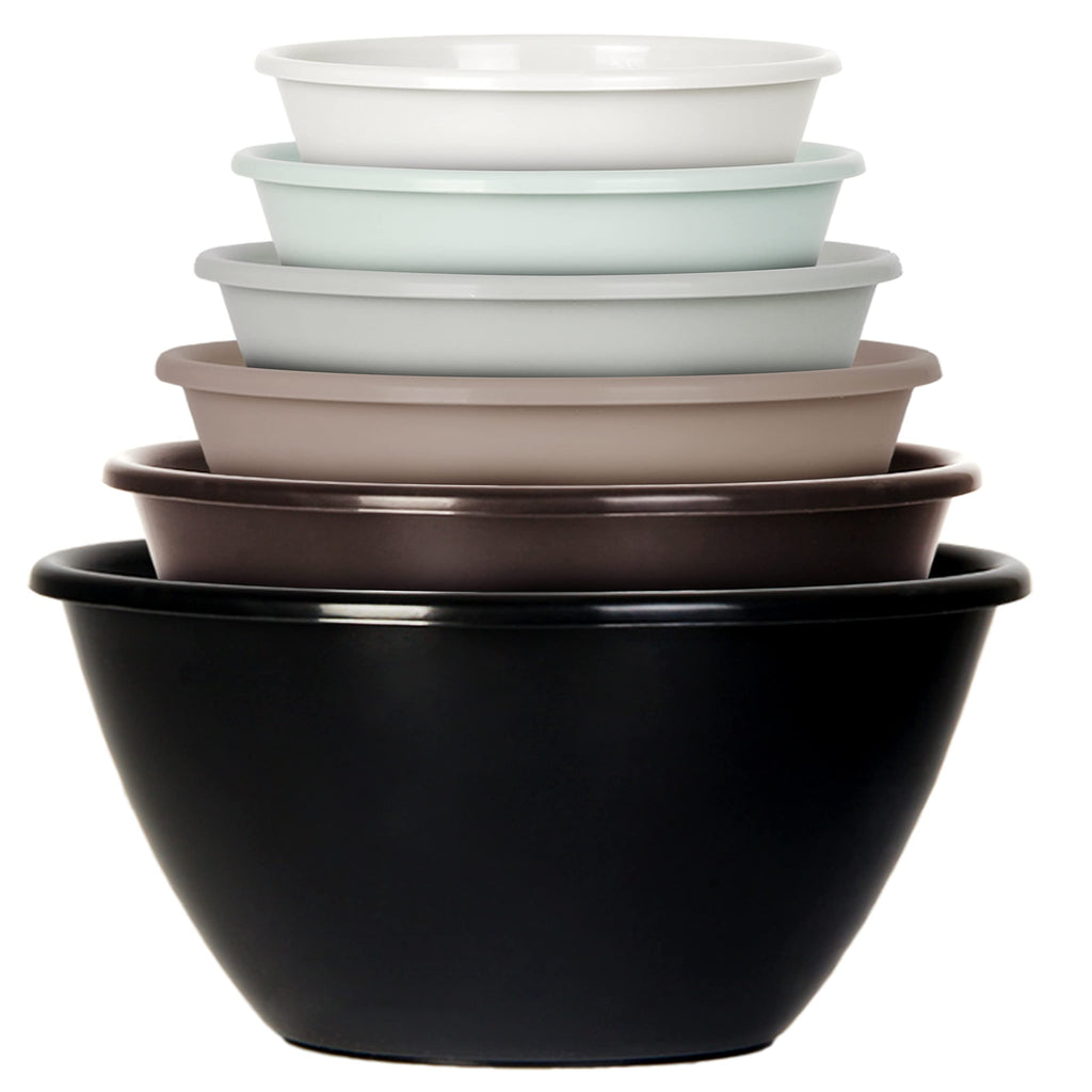 Youngever 6 Pack Large Plastic Mixing and Serving Bowls, Plastic Nesting Bowls Set (120OZ, 80OZ, 50OZ, 32OZ, 22OZ, 12OZ)