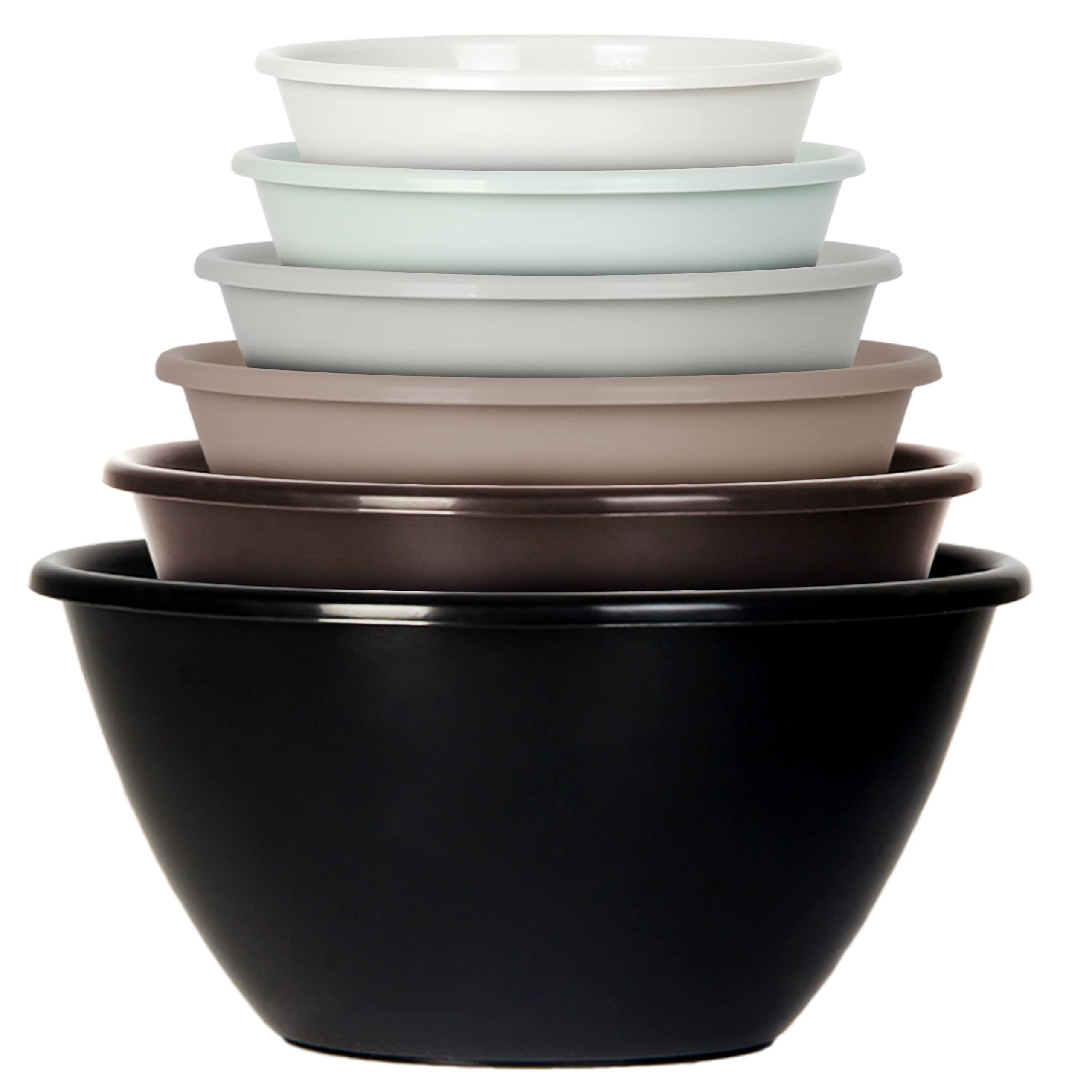 Youngever 6 Pack Large Plastic Mixing and Serving Bowls, Plastic Nesting Bowls Set (120OZ, 80OZ, 50OZ, 32OZ, 22OZ, 12OZ)