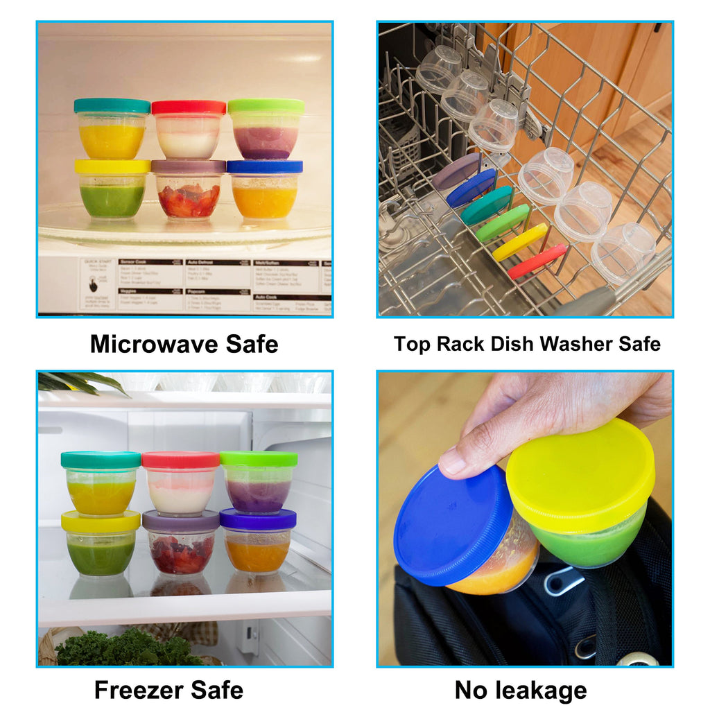 Youngever 18 Pack Baby Food Storage, 6 Ounce Baby Food Containers with Lids and Labels, 9 Assorted Colors