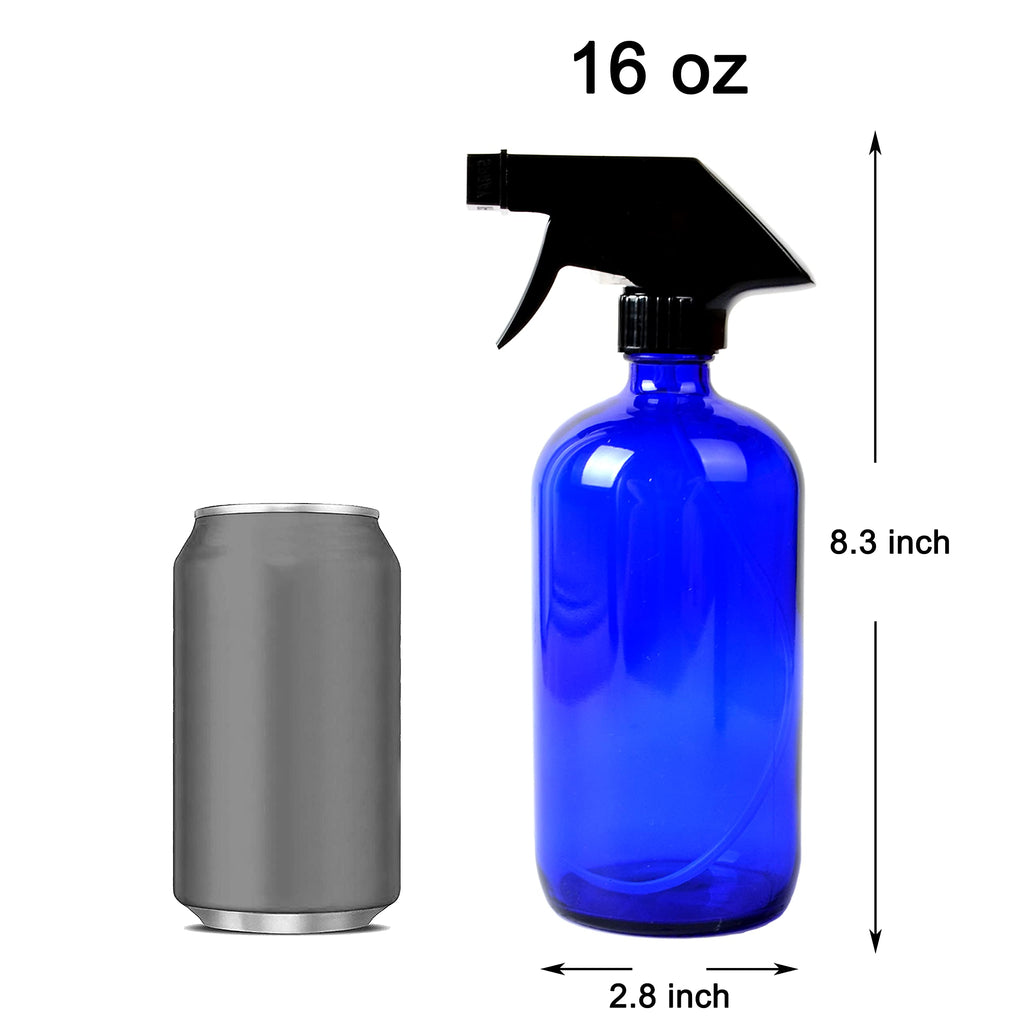 Youngever 4 Pack 16 Ounce Empty Glass Spray Bottles, Refillable Container for Essential Oils, Cleaning Products, or Aromatherapy, Trigger Sprayer with Mist and Stream Settings
