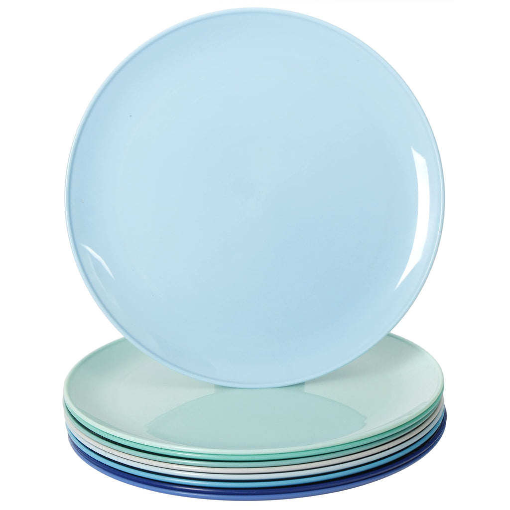 Youngever 8 Inch Plastic Plates, Small Plates, Salad Plates, Dessert Plates, Set of 9