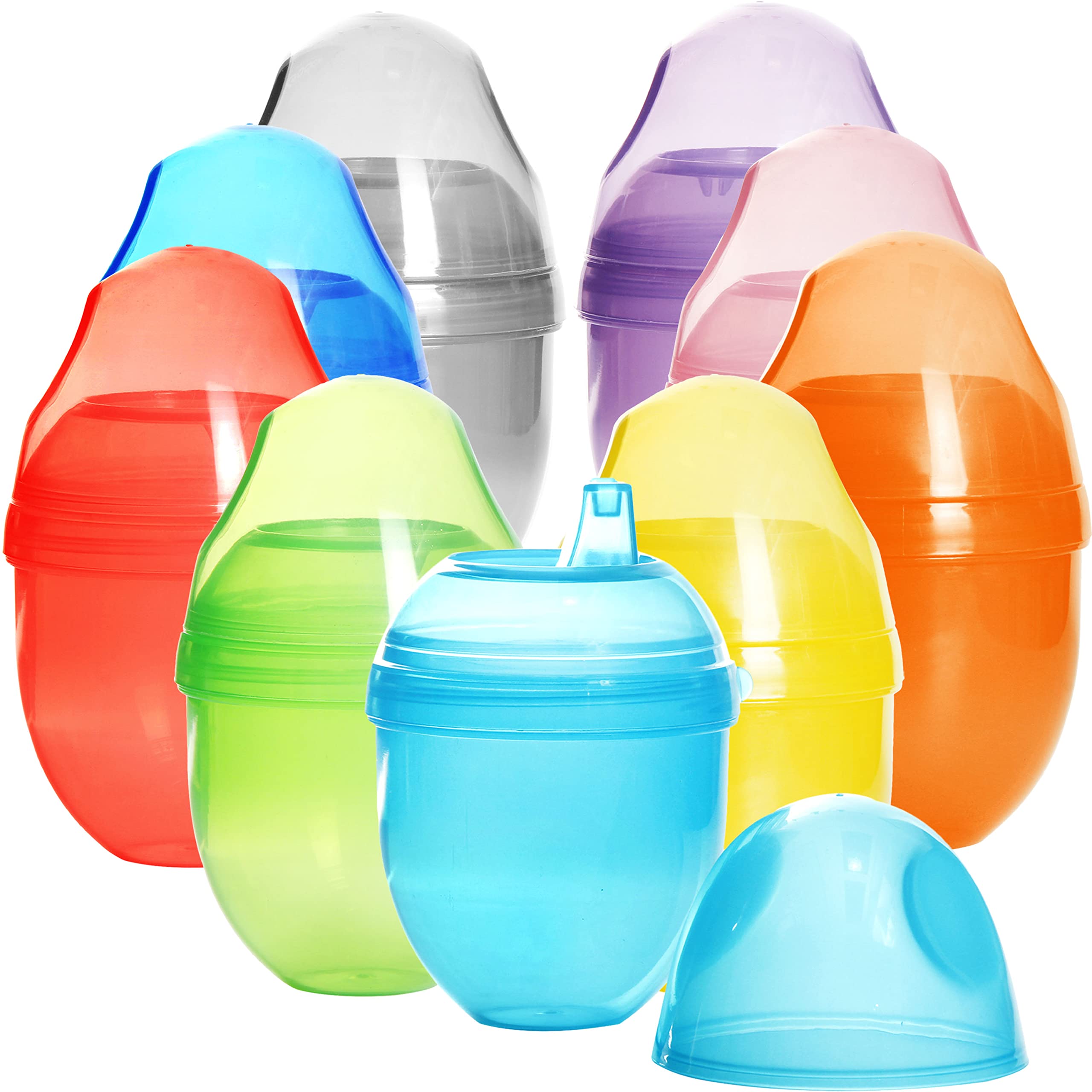 Youngever 9 Pack 7 Ounce Kids Sippy Cups - 9 Assorted Color Sippy Cups for Infant, Toddler