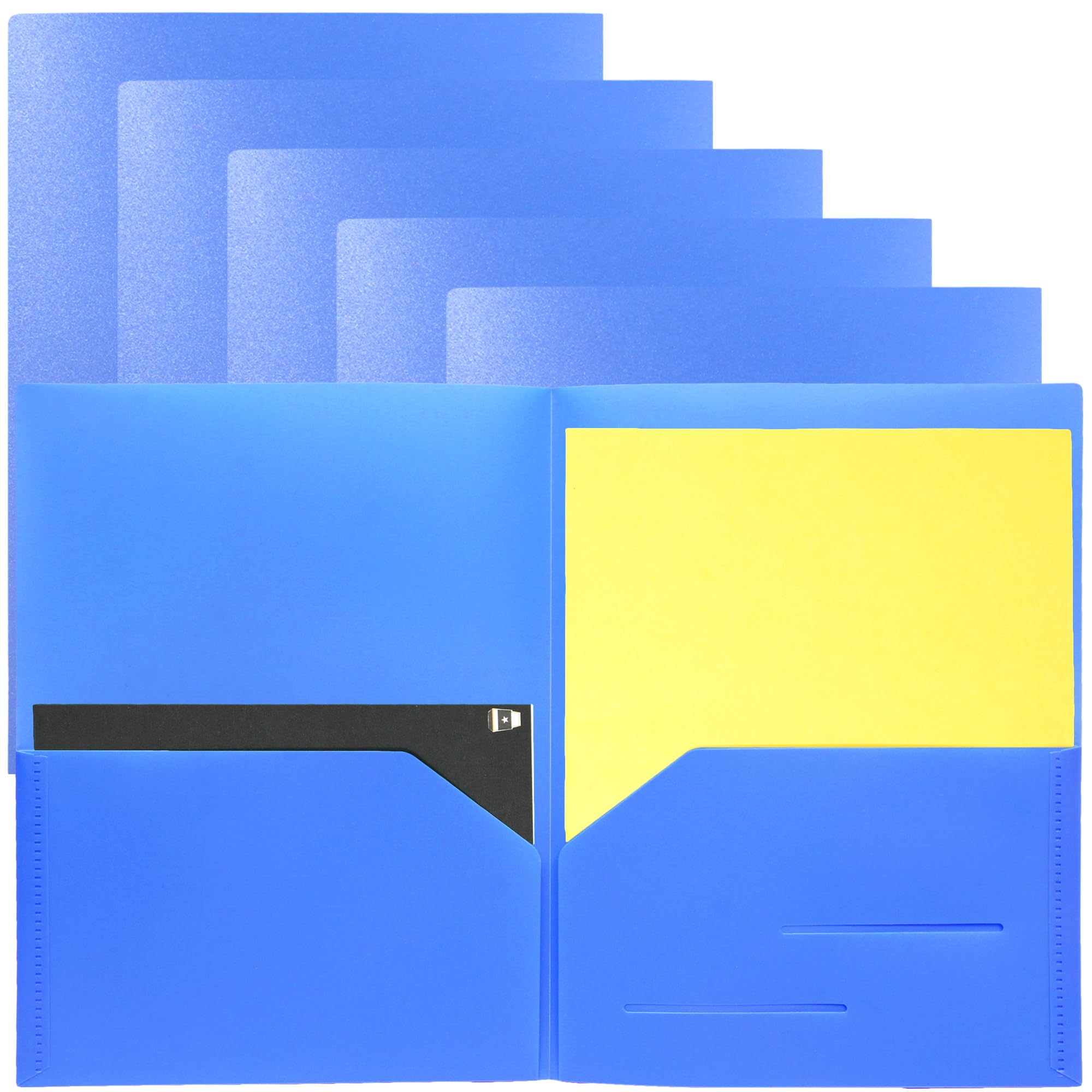 Youngever 6 Pack Heavy Duty Plastic Two Pocket Folders, Heavy Duty Plastic 2 Pocket Folder