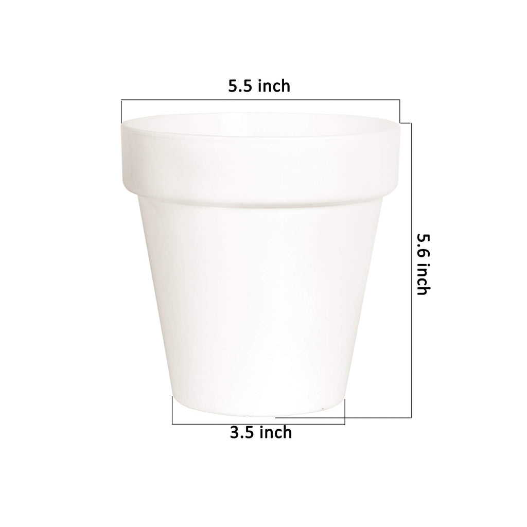 Youngever 8 Pack 5.5 Inch Plastic Planters Indoor Flower Plant Pots, Classic Decorative Gardening Pot with Drainage Holes
