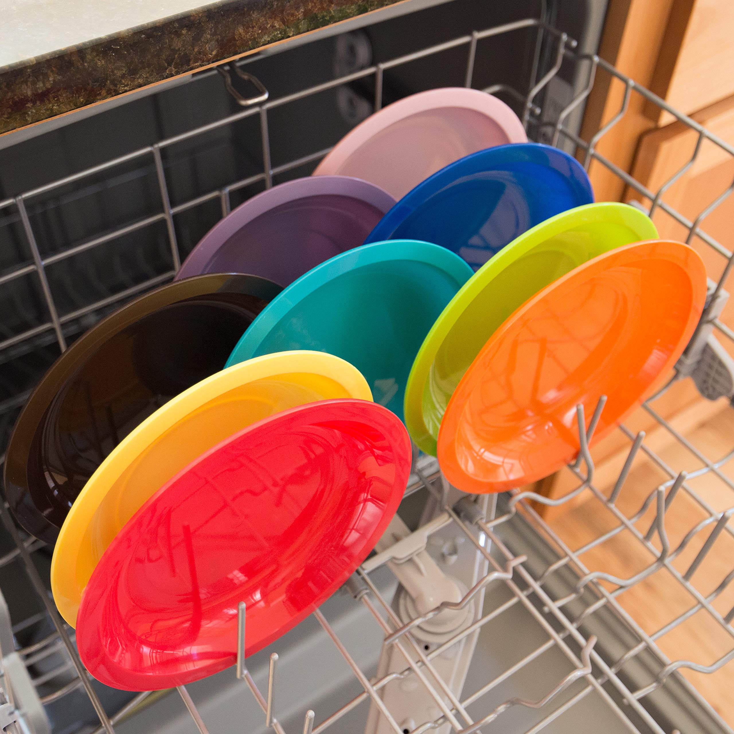 Youngever 9 Pack 20cm Small Plastic Plates, Kids Plates, Re-usable Toddler Plates, Snack Plates, Microwave Safe, Dishwasher Safe, Set of 9