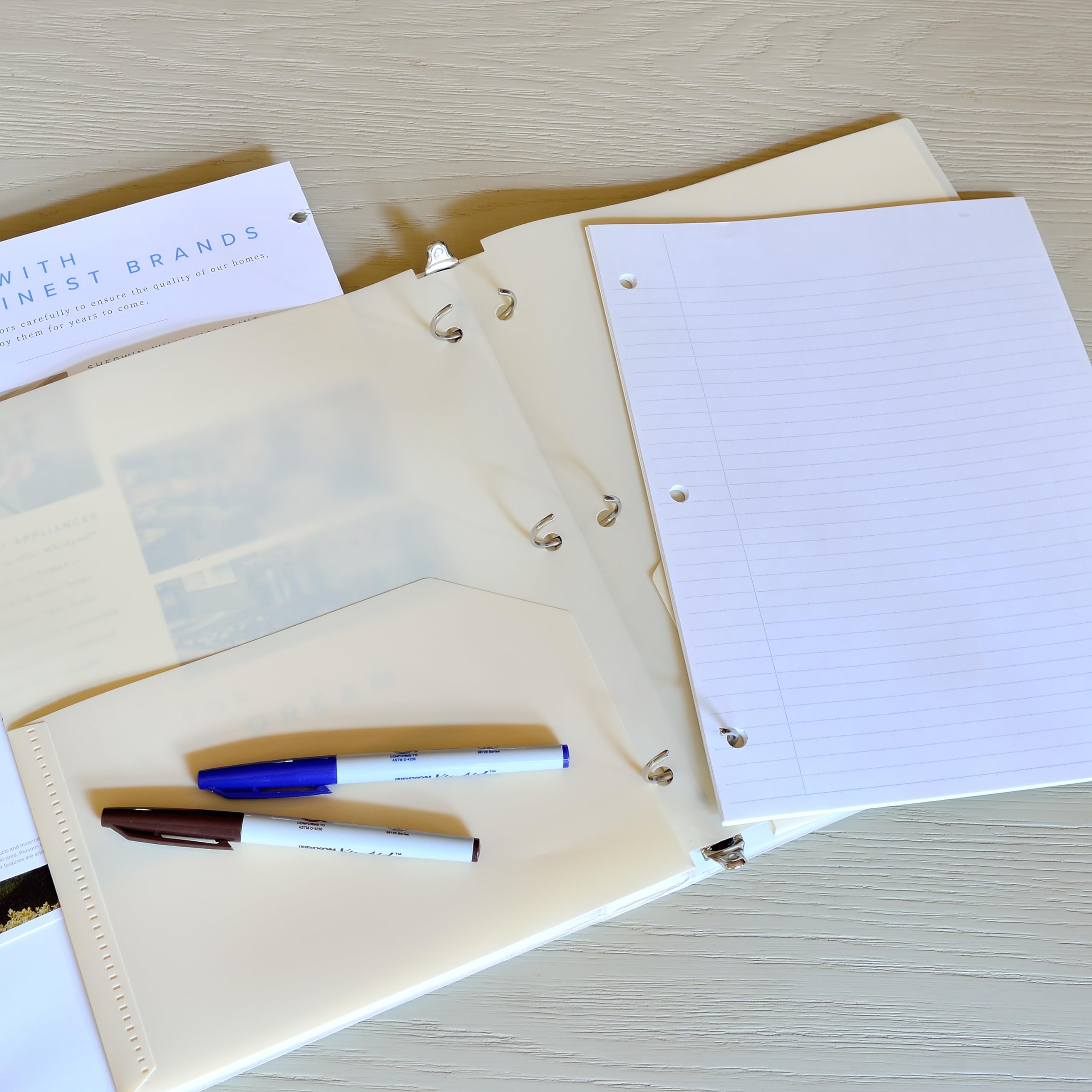 Youngever 6 Pack Heavy Duty Plastic Two Pocket Folders, Binder Dividers with Pocket, 3 Hole Punch Folder with Notches, Binder Folders