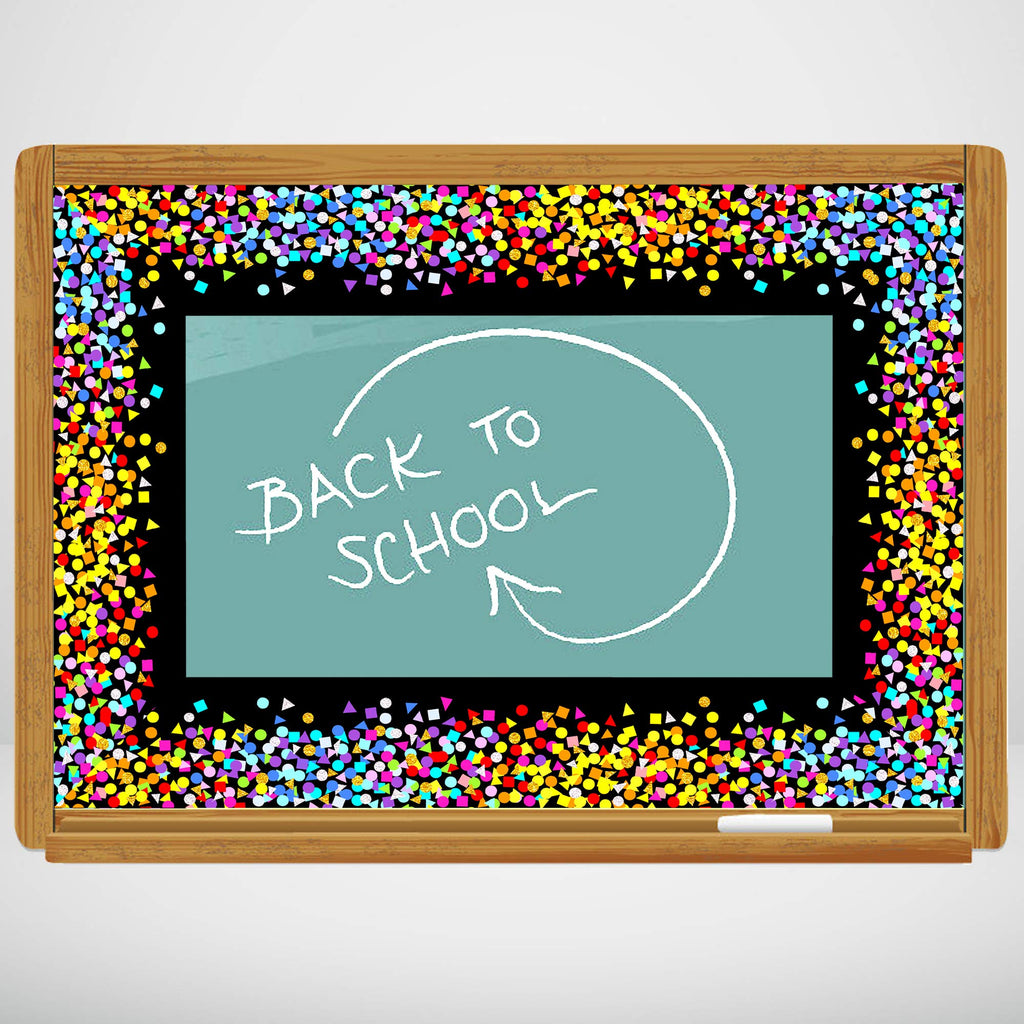 Youngever 52.5 ft Bulletin Board Borders Confetti Border for Classroom Decoration, Confetti on Black