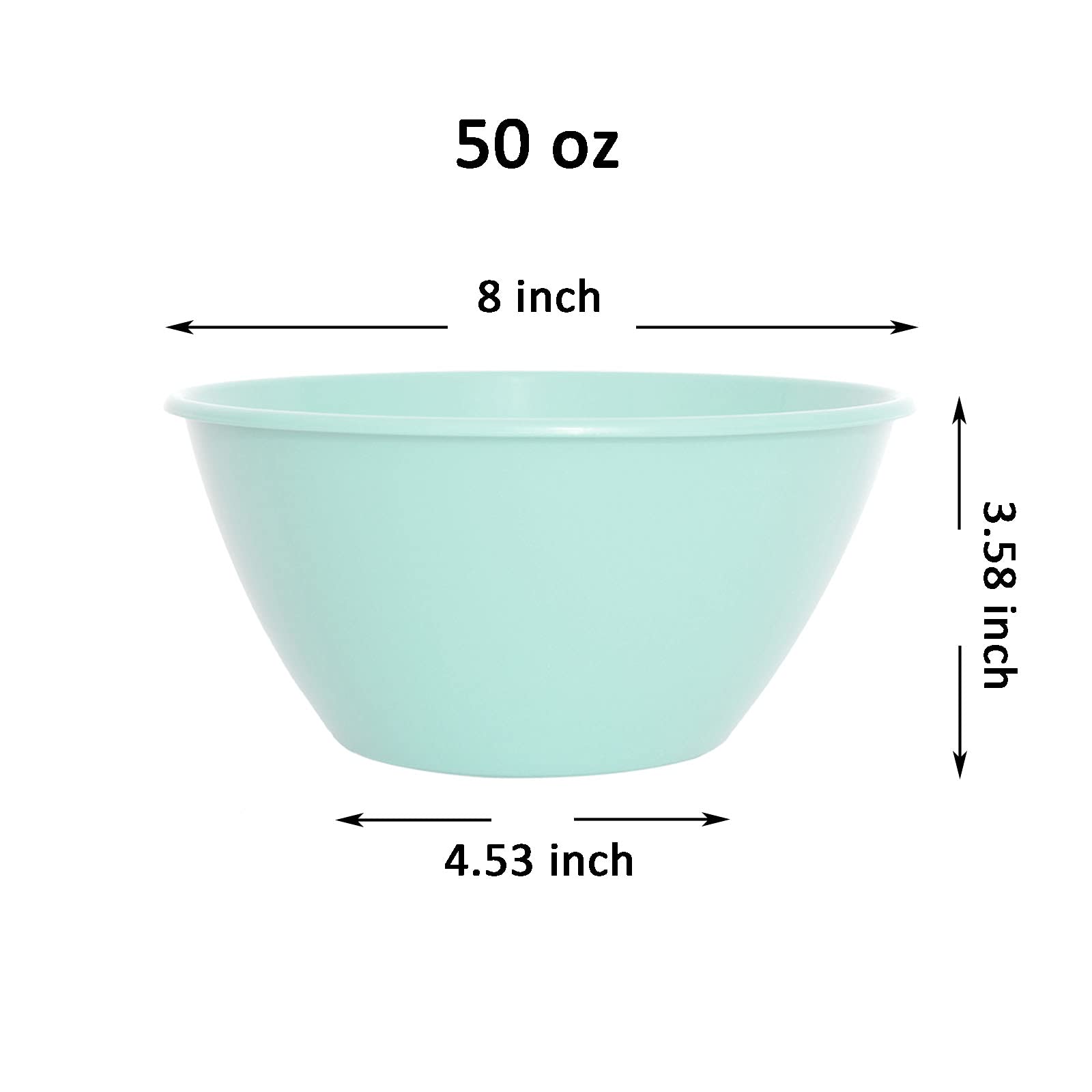 Youngever 50 Ounce Plastic Bowls, Large Cereal Bowls, Large Soup Bowls, Microwave Safe, Dishwasher Safe, Set of 9