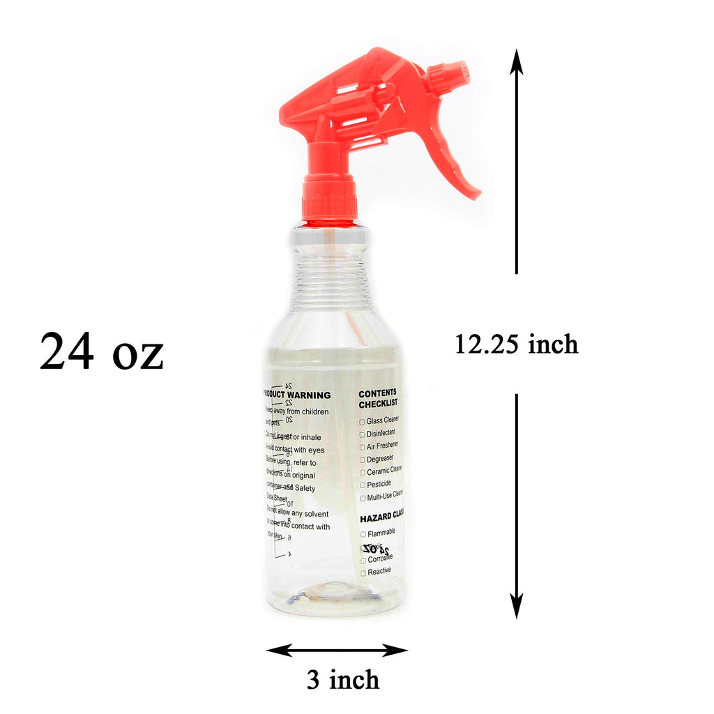 Youngever 3 Pack Empty Spray Bottles, Spray Bottles for Cleaning Solutions, All - Purpose with Clear Finish, Pressurized Sprayer, Adjustable Nozzle, Printed Measurements and Checkbox