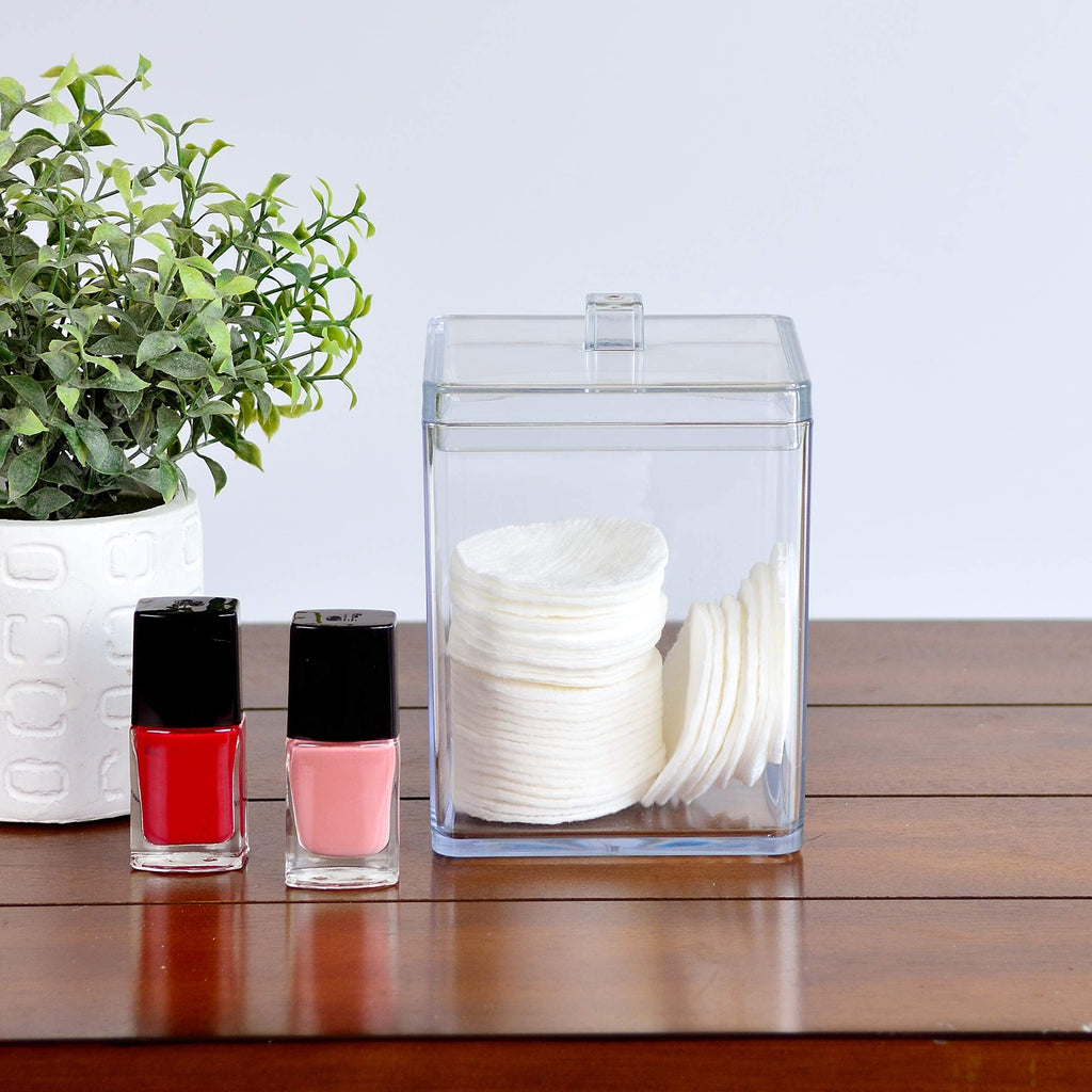 Youngever Clear Plastic Apothecary Jar, Square Shape