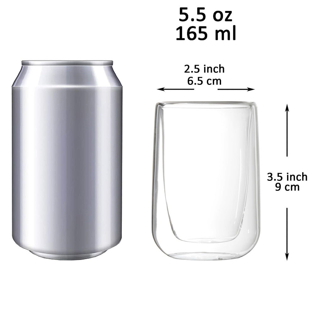Youngever 2 Pack 5.5 Ounce Espresso Cups, Double Wall Thermo Insulated Espresso Cups, Glass Coffee Cups (Round)