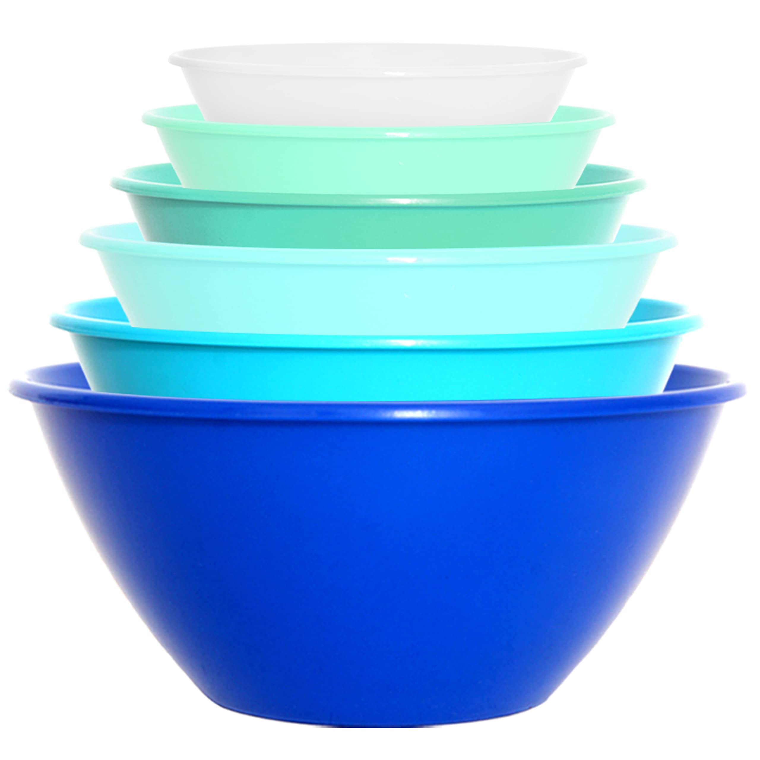 Youngever 6 Pack Large Plastic Mixing and Serving Bowls, Plastic Nesting Bowls Set (120OZ, 80OZ, 50OZ, 32OZ, 22OZ, 12OZ)
