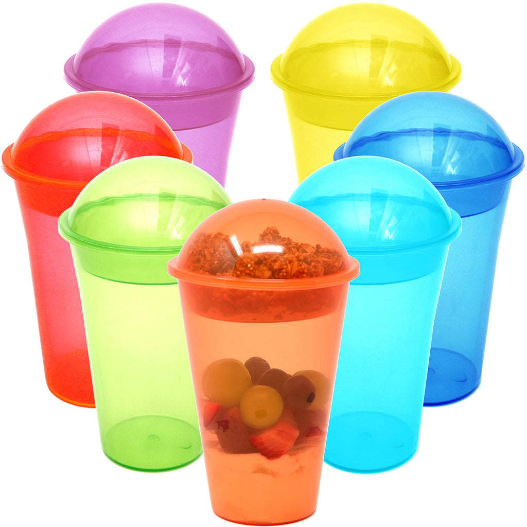 Youngever 7 Set Plastic Yogurt Cups with Dome Lids, Reusable Dessert and Parfait Cups, Spill and Leak Proof