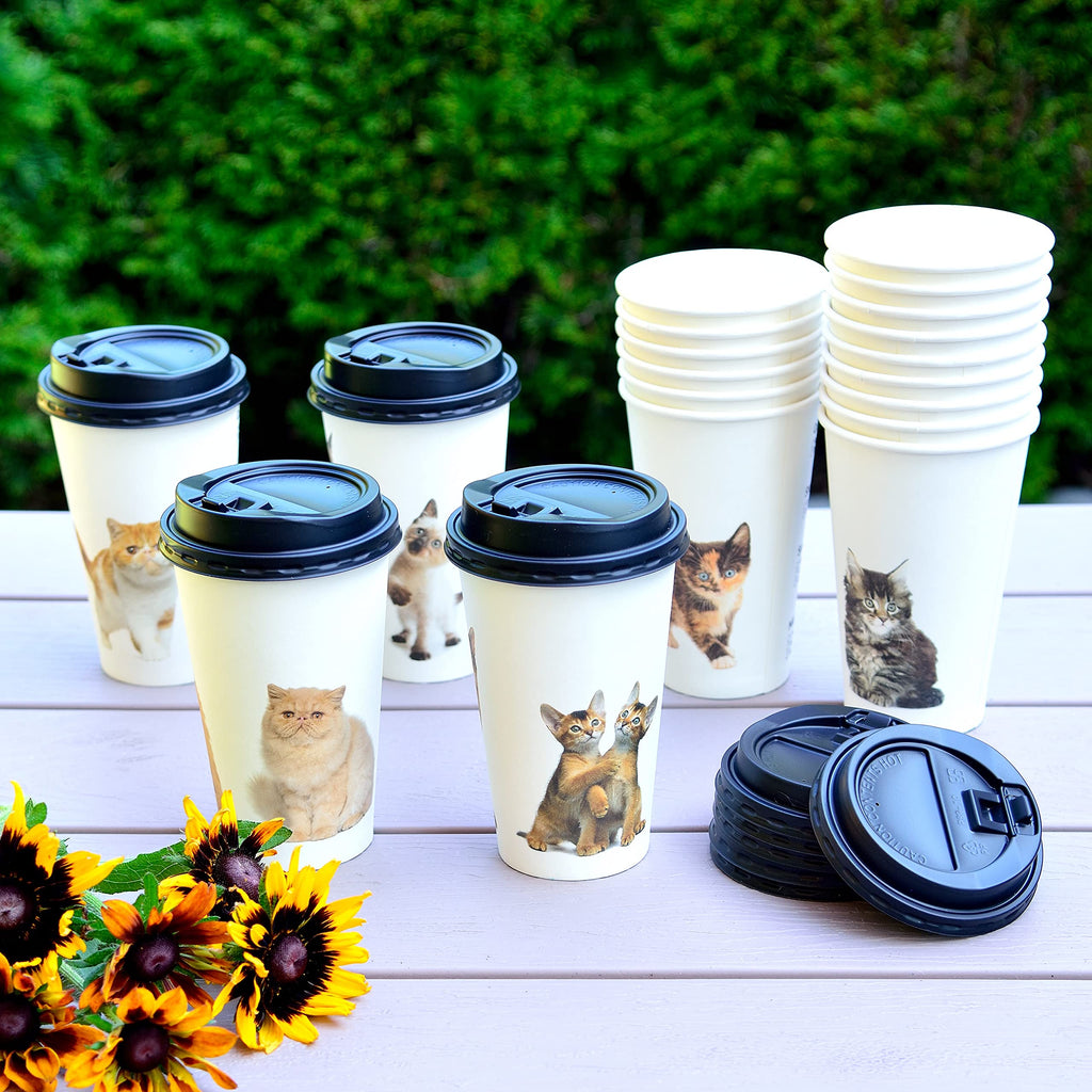 Youngever 72 Sets Disposable Coffee Cups with Lids, To Go Hot Coffee Cups, Durable Paper Cups with Lids