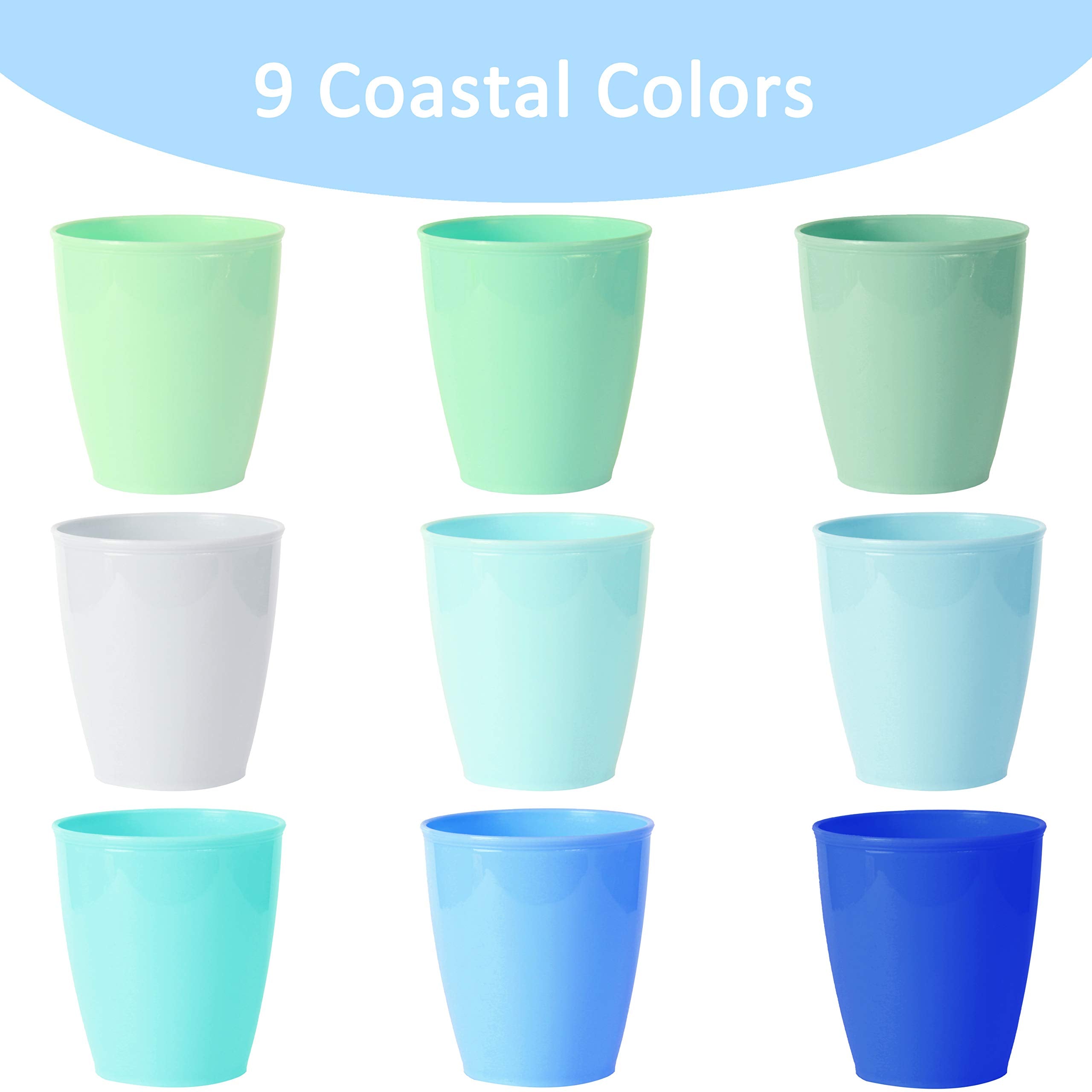 Youngever 8 Ounce Kids Cups, 9 Pack Kids Plastic Cups, 8 Ounce Kids Drinking Cups, Toddler Cups, Cups for Kids Toddlers, Unbreakable Toddler Cups