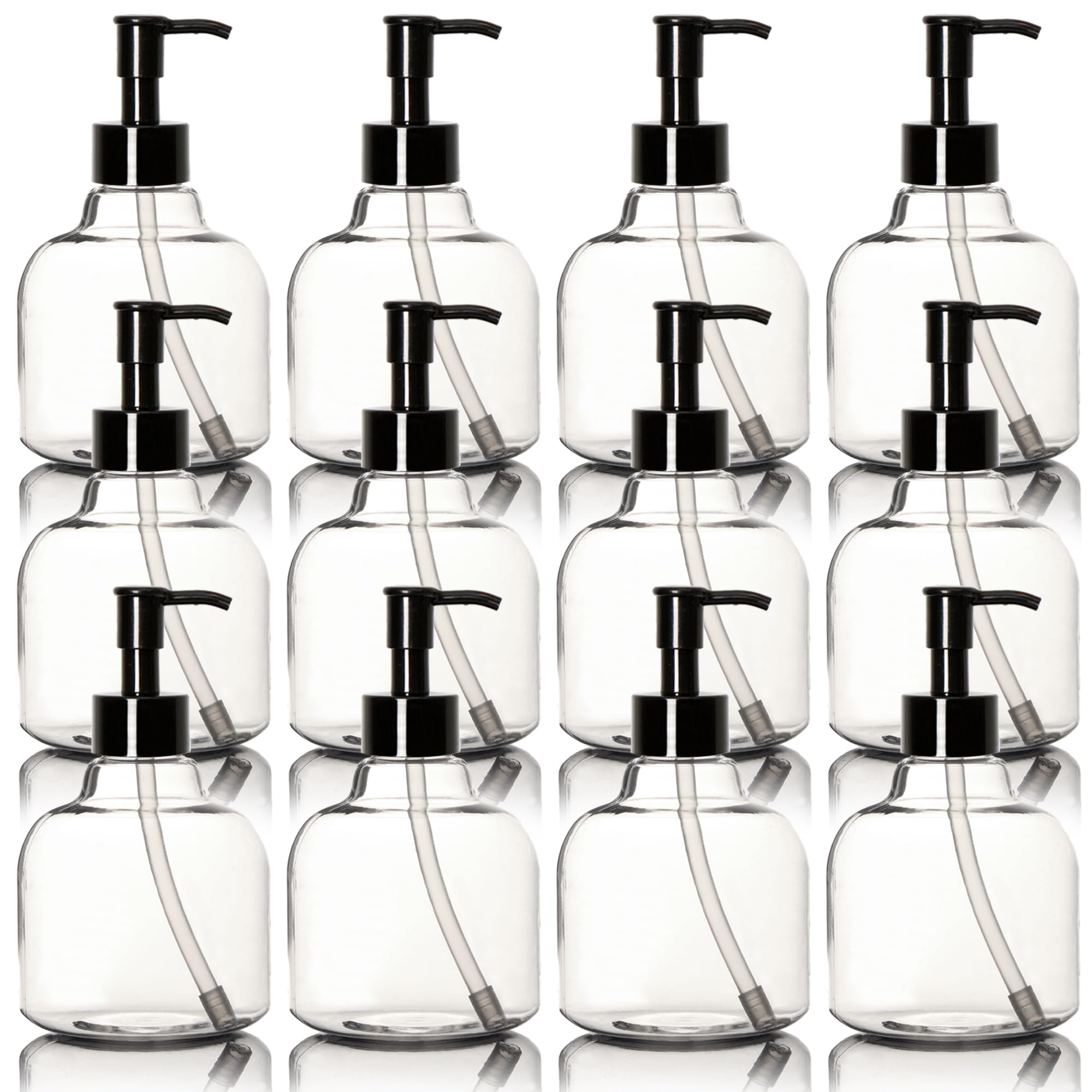Youngever 6 Pack Plastic Pump Bottles, Clear Refillable Plastic Pump Bottles with Travel Lock