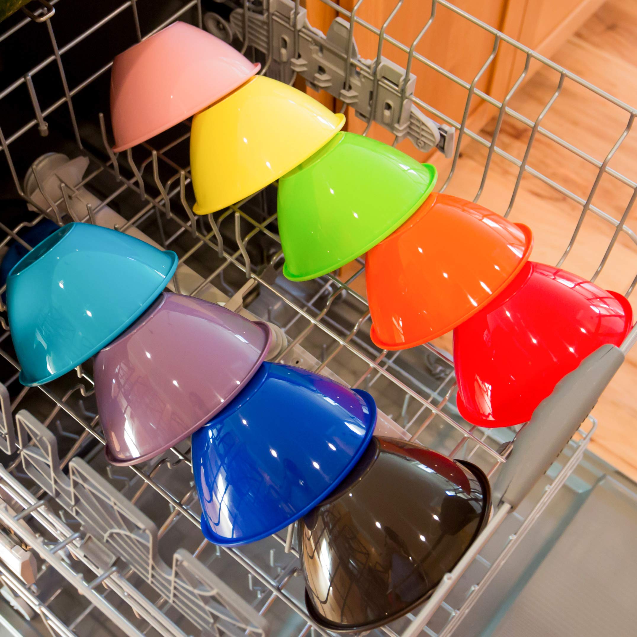 Youngever 9 Pack 650ml Re-usable Plastic Bowls, Cereal Bowls, Soup Bowls, Set of 9 in 9 Assorted Colors