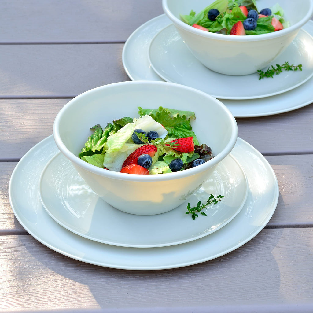 Youngever 18 Pieces Plastic Kitchen Dinnerware Set, Plates (8 Inch & 10 Inch), Bowls (32OZ), Service for 6