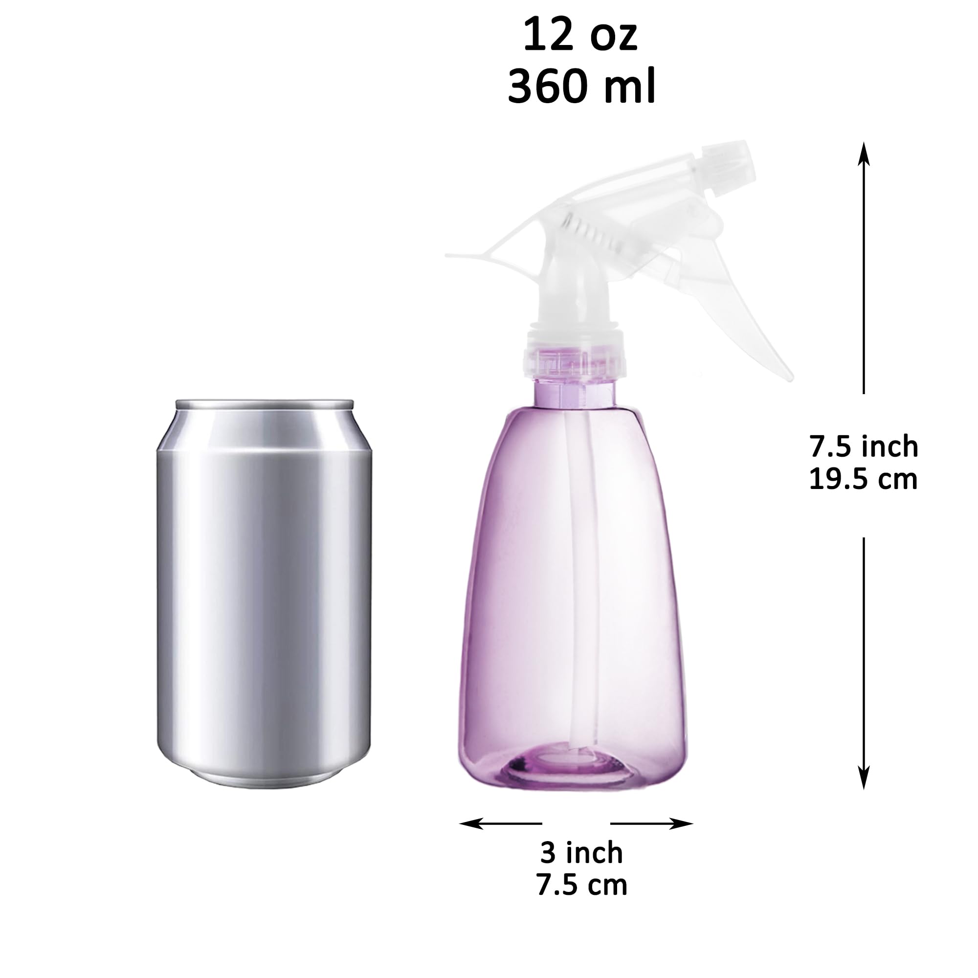 Youngever 6 Pack 12 Ounce Empty Plastic Spray Bottles, Spray Bottles for Hair and Cleaning Solutions