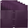 Youngever 6 Pack Heavy Duty Plastic Two Pocket Folders, Binder Dividers with Pocket, 3 Hole Punch Folder with Notches, Binder Folders
