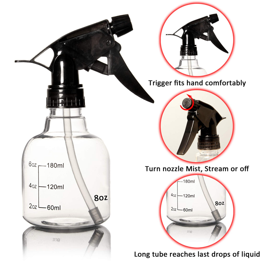 Youngever 6 Pack Empty Plastic Spray Bottles, Spray Bottles for Hair and Cleaning Solutions in 3 Colors