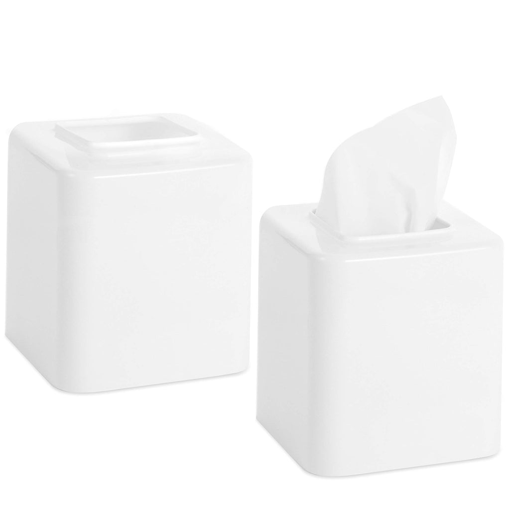 Youngever 2 Pack Tissue Box Covers, Plastic Square Tissue Box Holders, Square Napkin Box Holders