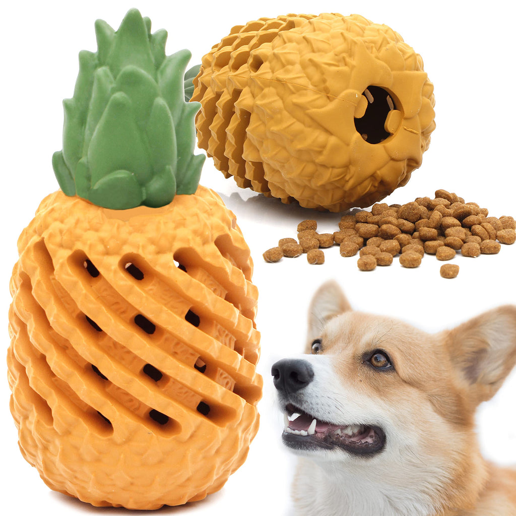 Youngever Pineapple Dog Treat Toys for Pet Teeth Cleaning, Chewing, Fetching, Tough Toy for Aggressive Chewers, IQ Treat Food Dispensing Toys