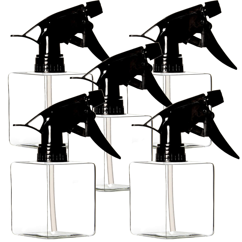 Youngever 5 Pack Empty Plastic Spray Bottles, Square Spray Bottles for Hair and Cleaning Solutions