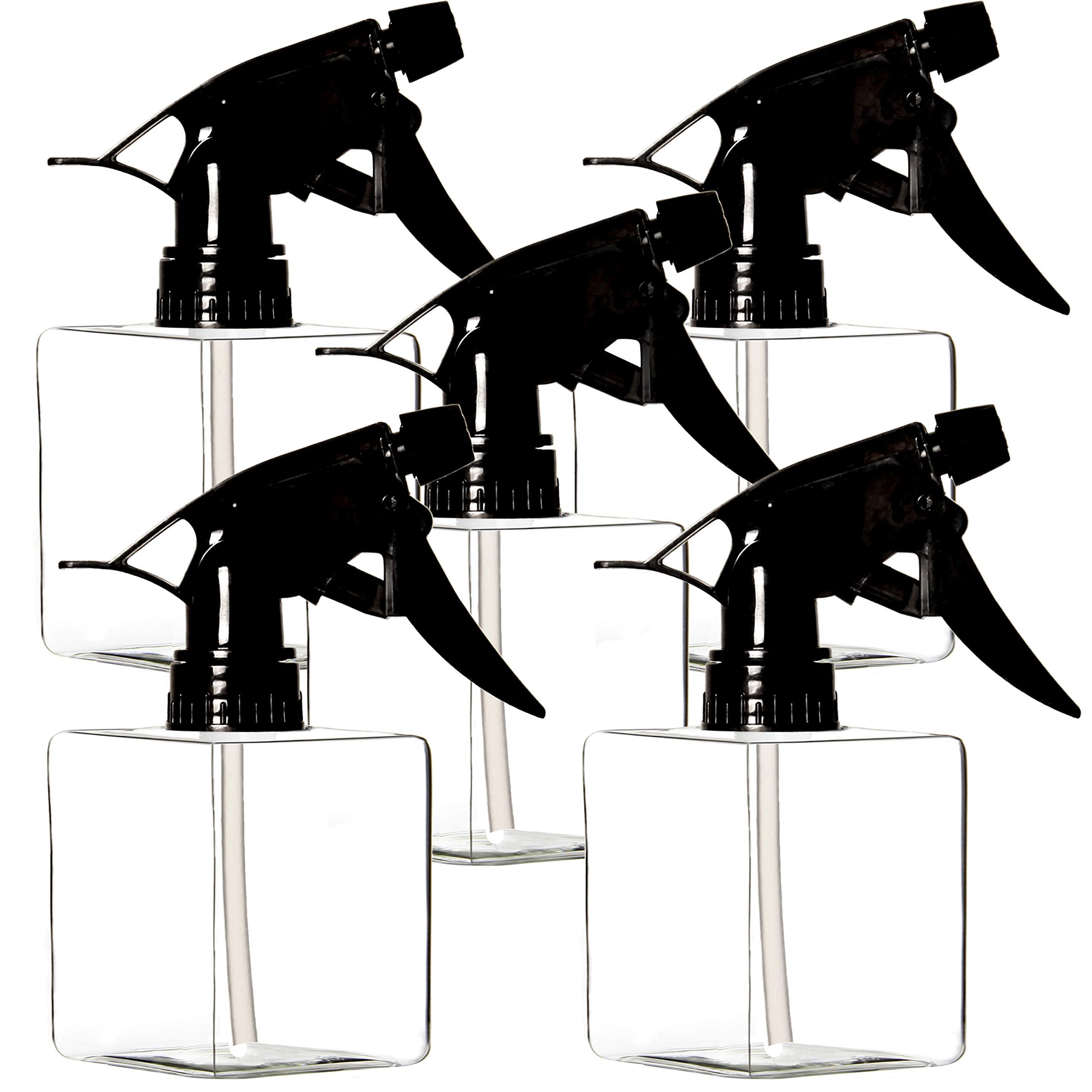 Youngever 5 Pack Empty Plastic Spray Bottles, Square Spray Bottles for Hair and Cleaning Solutions