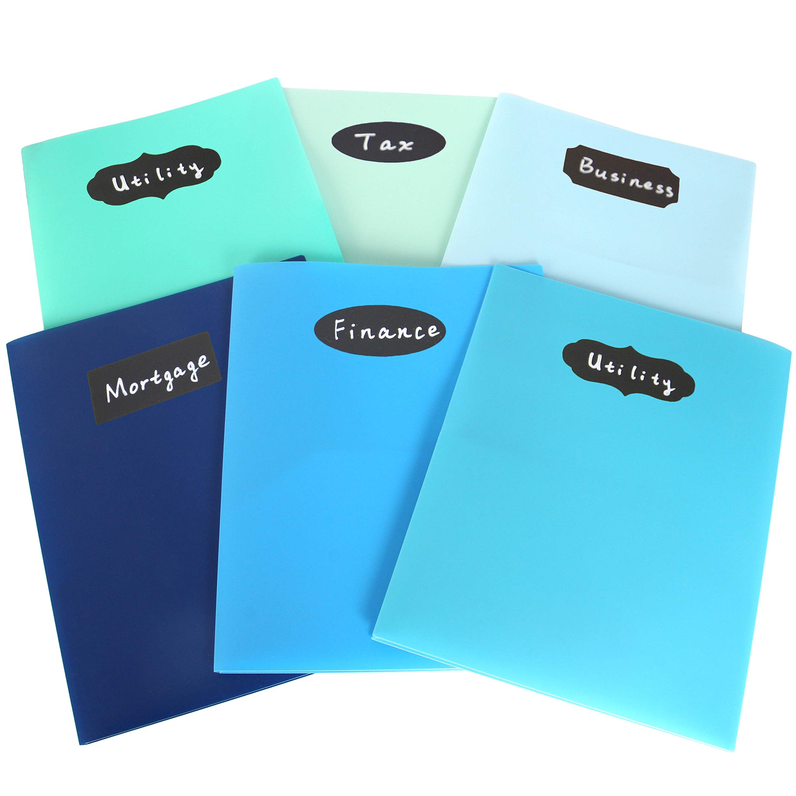 Youngever 6 Pack Heavy Duty Plastic Two Pocket Folders, Heavy Duty Plastic 2 Pocket Folder