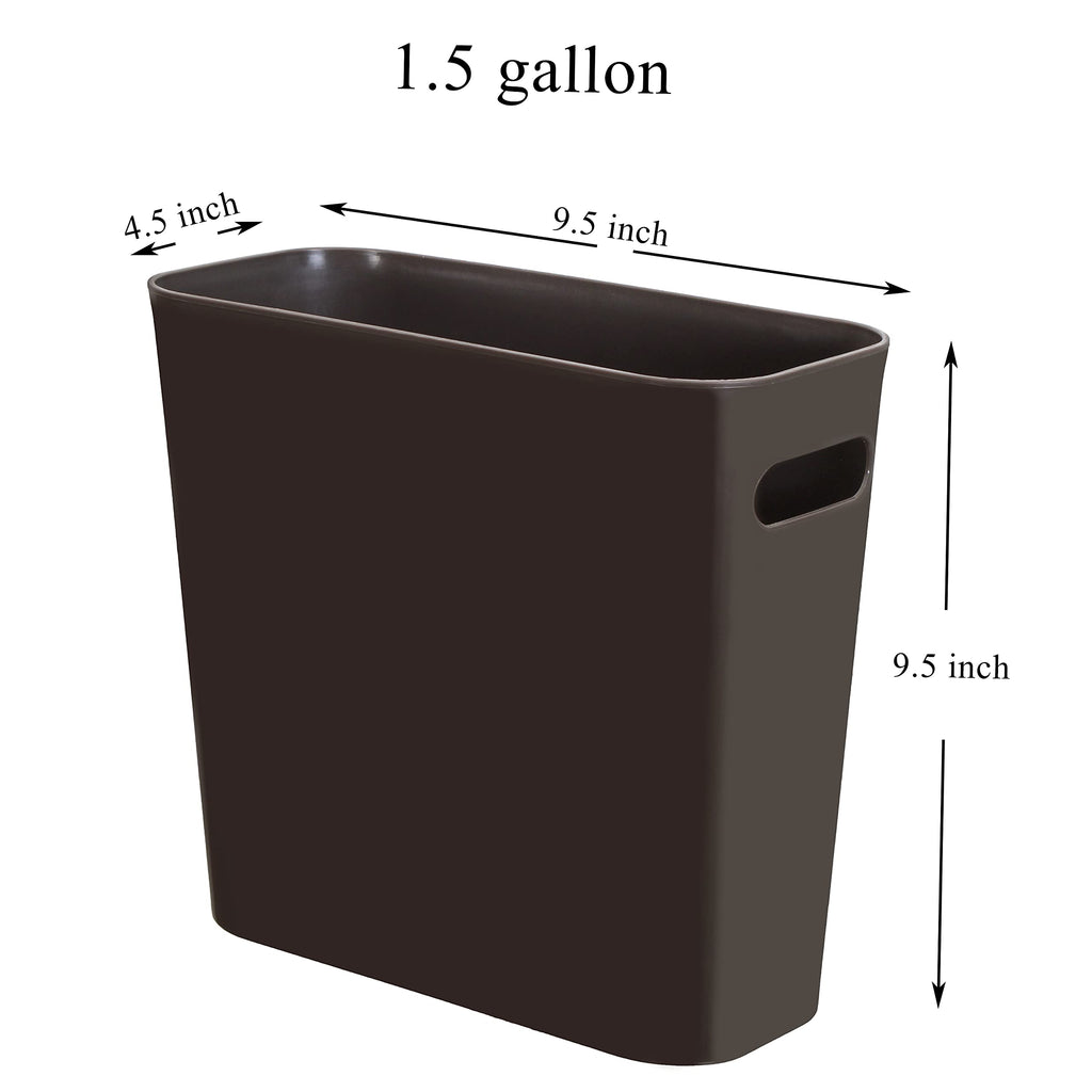 Youngever 1.5 Gallon Slim Trash Can, Re-usable 5.67L Plastic Garbage Container Bin, Small Trash Bin with Handles for Home Office, Living Room, Study Room, Kitchen, Bathroom