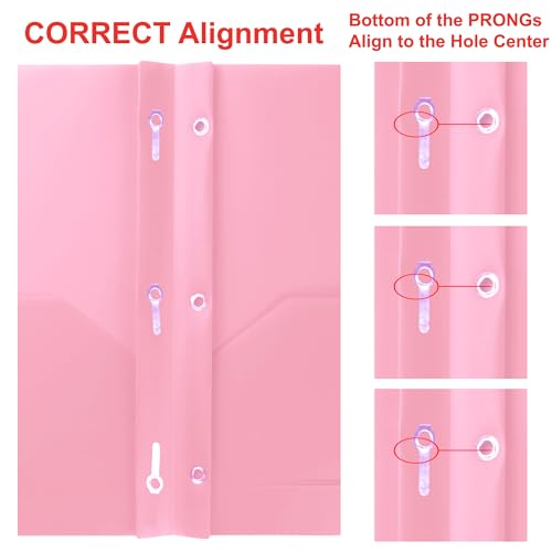 Youngever 6 Pack Heavy Duty Plastic Two Pocket Folders with 3 Prongs, Metal Prongs Fastener, Heavy Duty Plastic 2 Pocket Folder