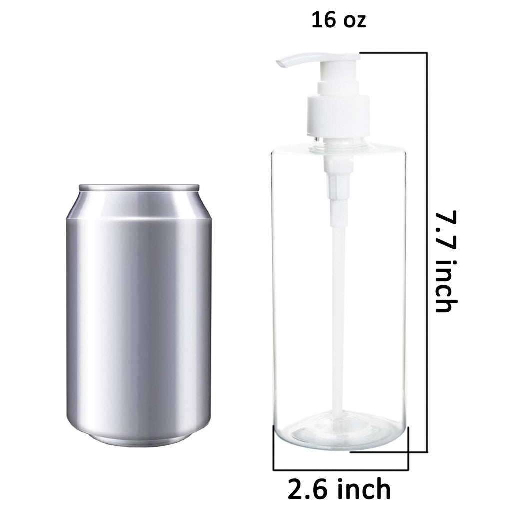 Youngever 6 Pack Clear Plastic Pump Bottles 16 Ounce, Empty Pump Bottles for Shampoo, Pump Bottles Bottles for Cleaning Solutions