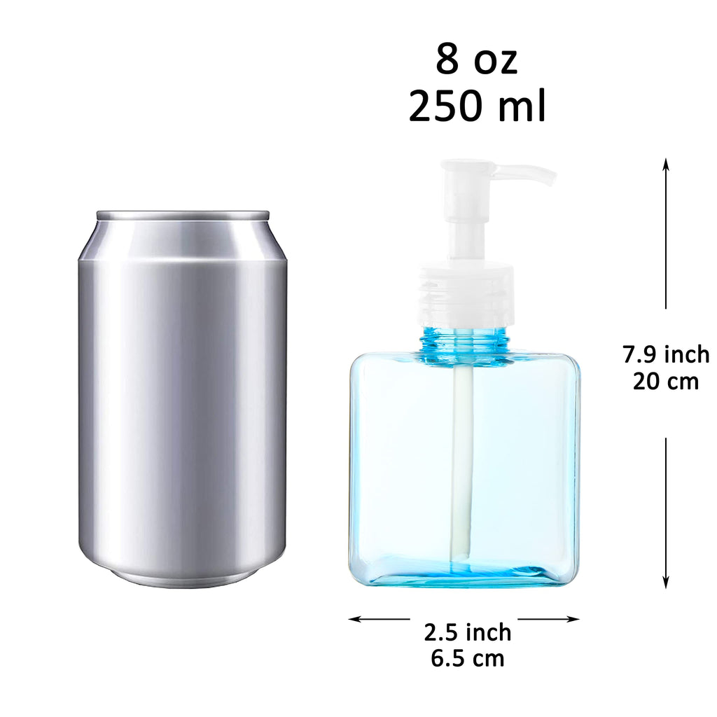 Youngever 5 Pack Color Plastic Square Pump Bottles, Refillable Plastic Pump Bottles for Dispensing