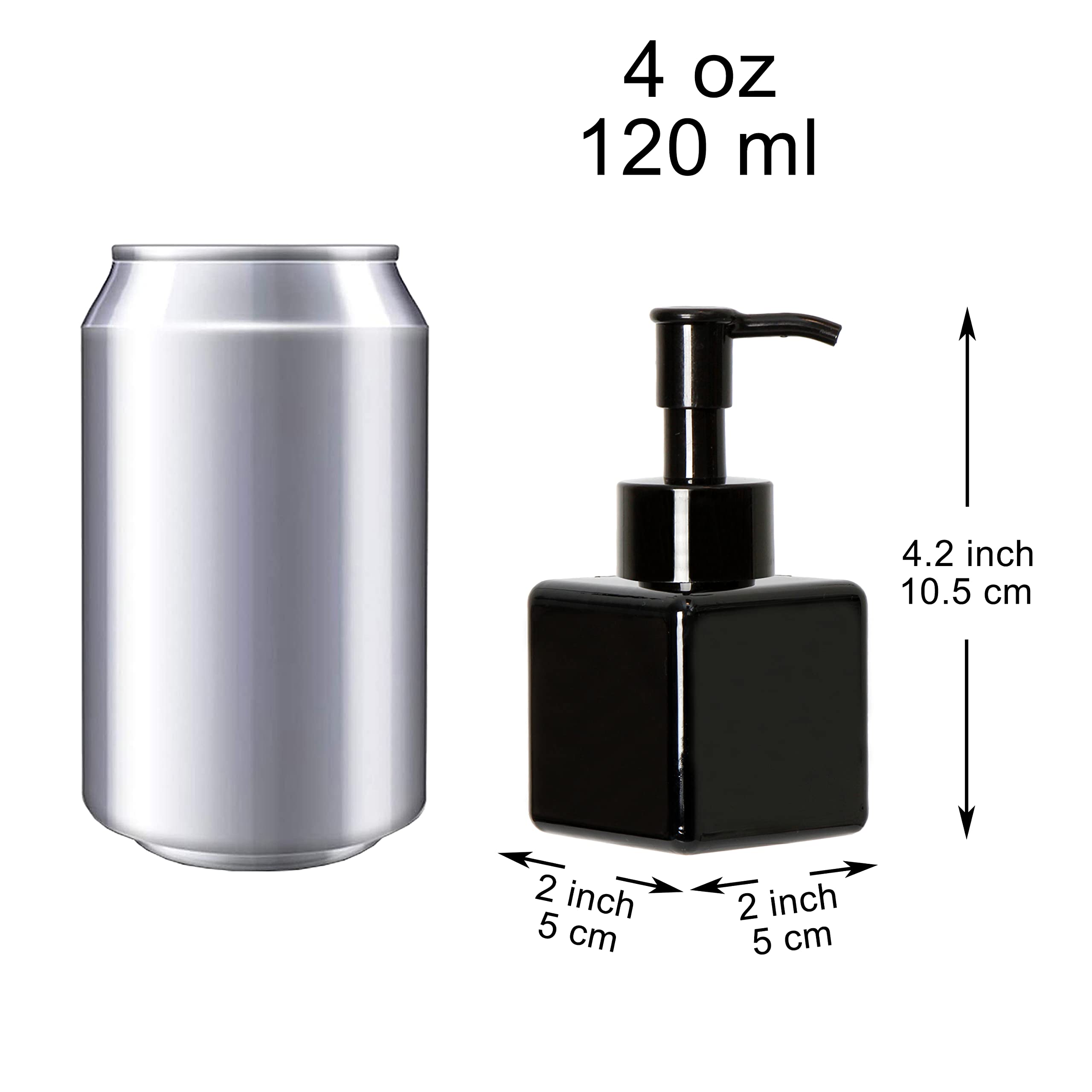 Youngever 5 Pack 4 Ounce Plastic Pump Bottles, Square Refillable Plastic Pump Bottles for Dispensing Lotions, Liquid Soap