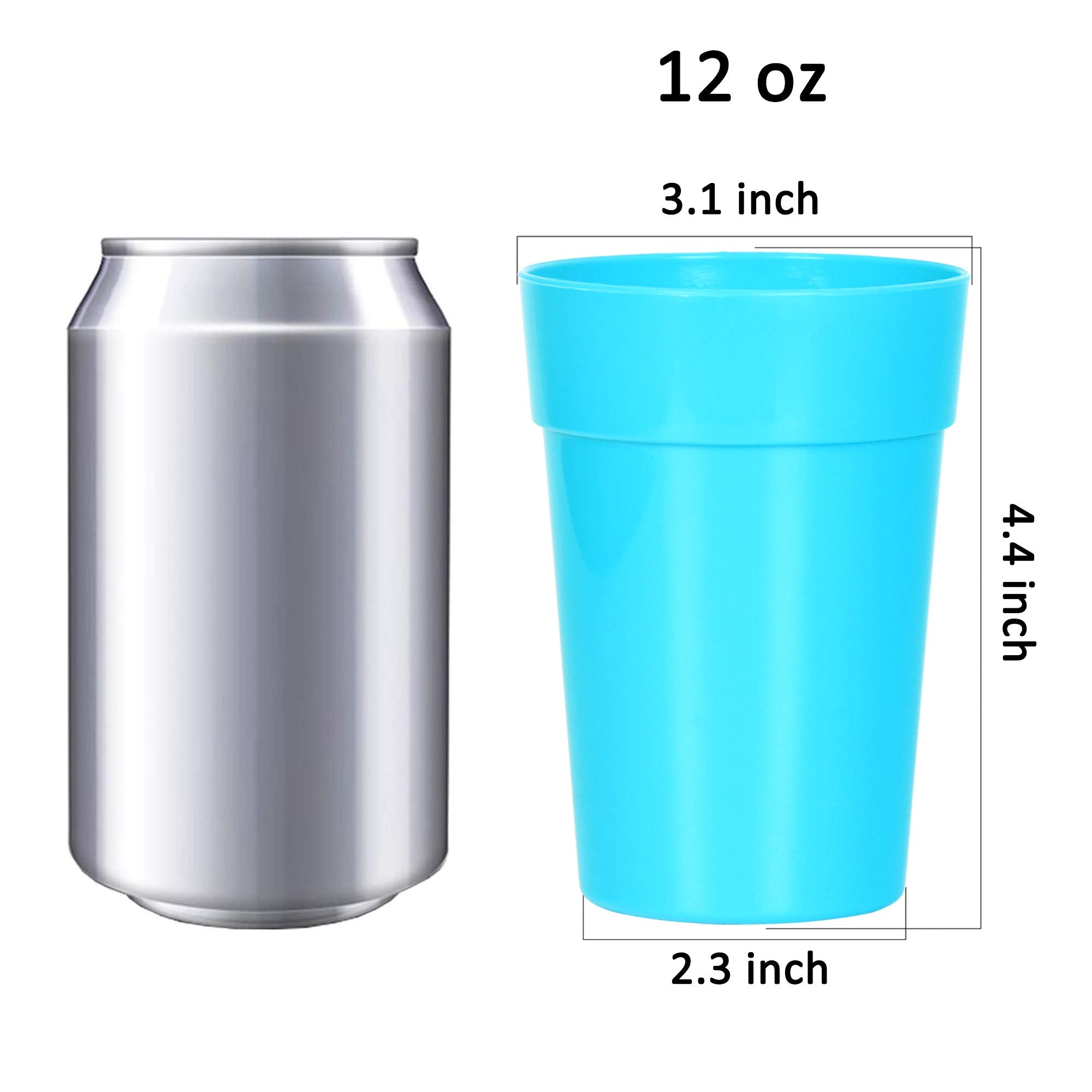 Youngever 18 Pack 12 Ounce Plastic Kids Juice Tumblers, Unbreakable Drinking Glasses, Plastic Cups, Reusable | Stackable | NO BPA | Top-rack Dishwasher Safe