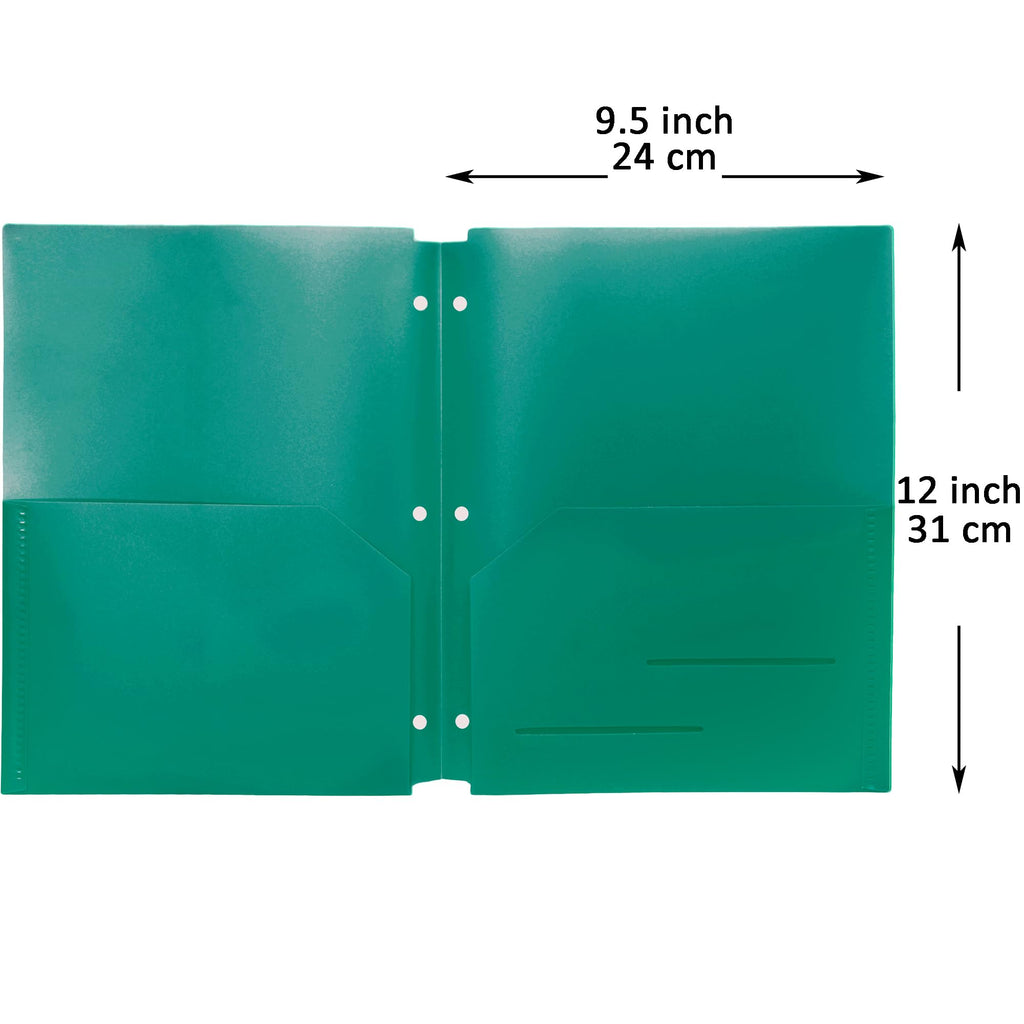 Youngever 6 Pack Heavy Duty Plastic Two Pocket Folders, Binder Dividers with Pocket, 3 Hole Punch Folder with Notches, Binder Folders