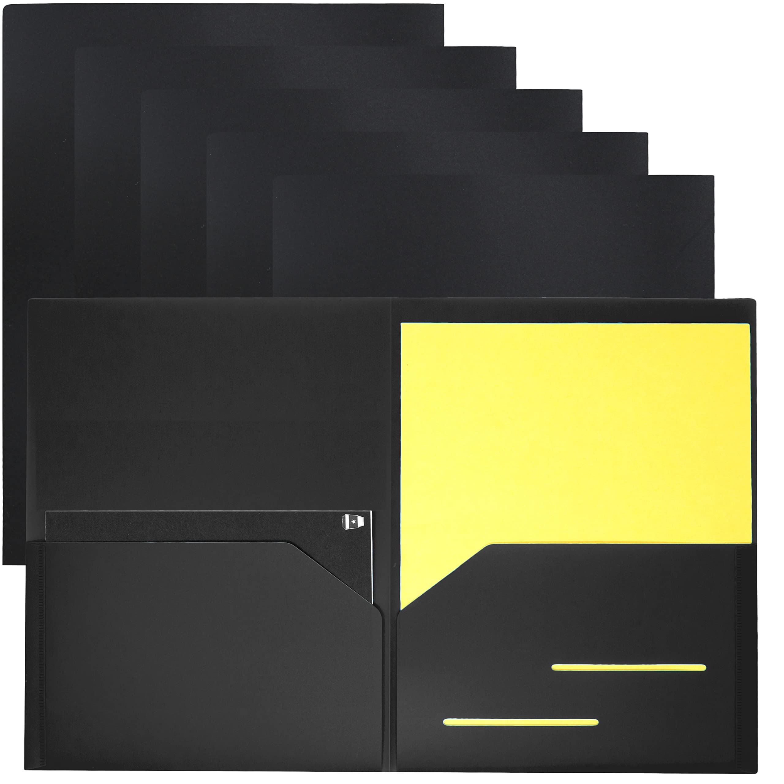 Youngever 6 Pack Heavy Duty Plastic Two Pocket Folders, Heavy Duty Plastic 2 Pocket Folder