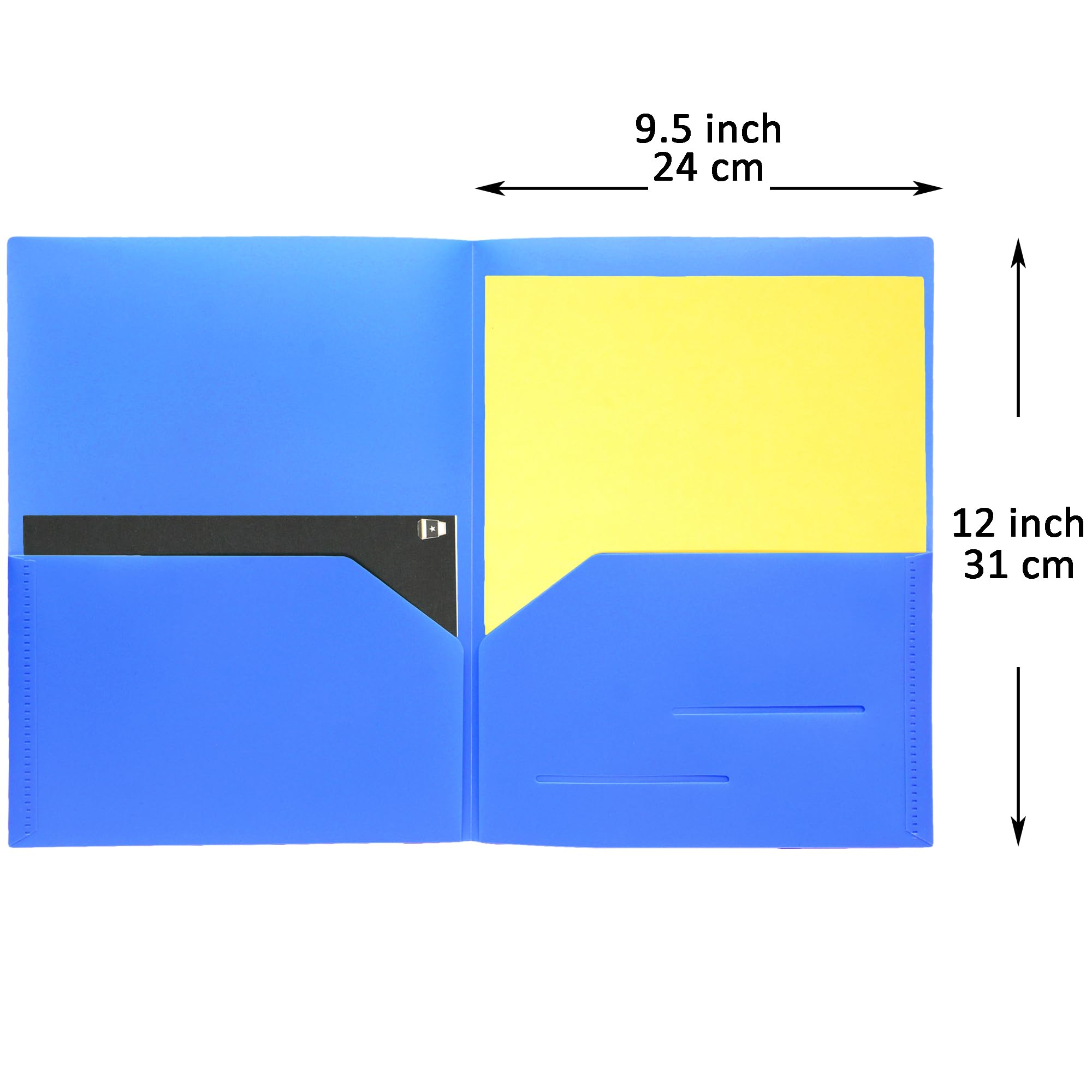 Youngever 6 Pack Heavy Duty Plastic Two Pocket Folders, Heavy Duty Plastic 2 Pocket Folder