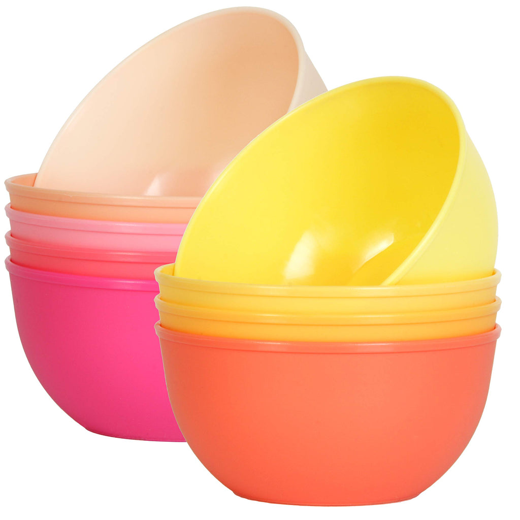 Youngever 9 Pack 10 Ounce Plastic Bowls, Kids Plastic Bowls, Set of 9