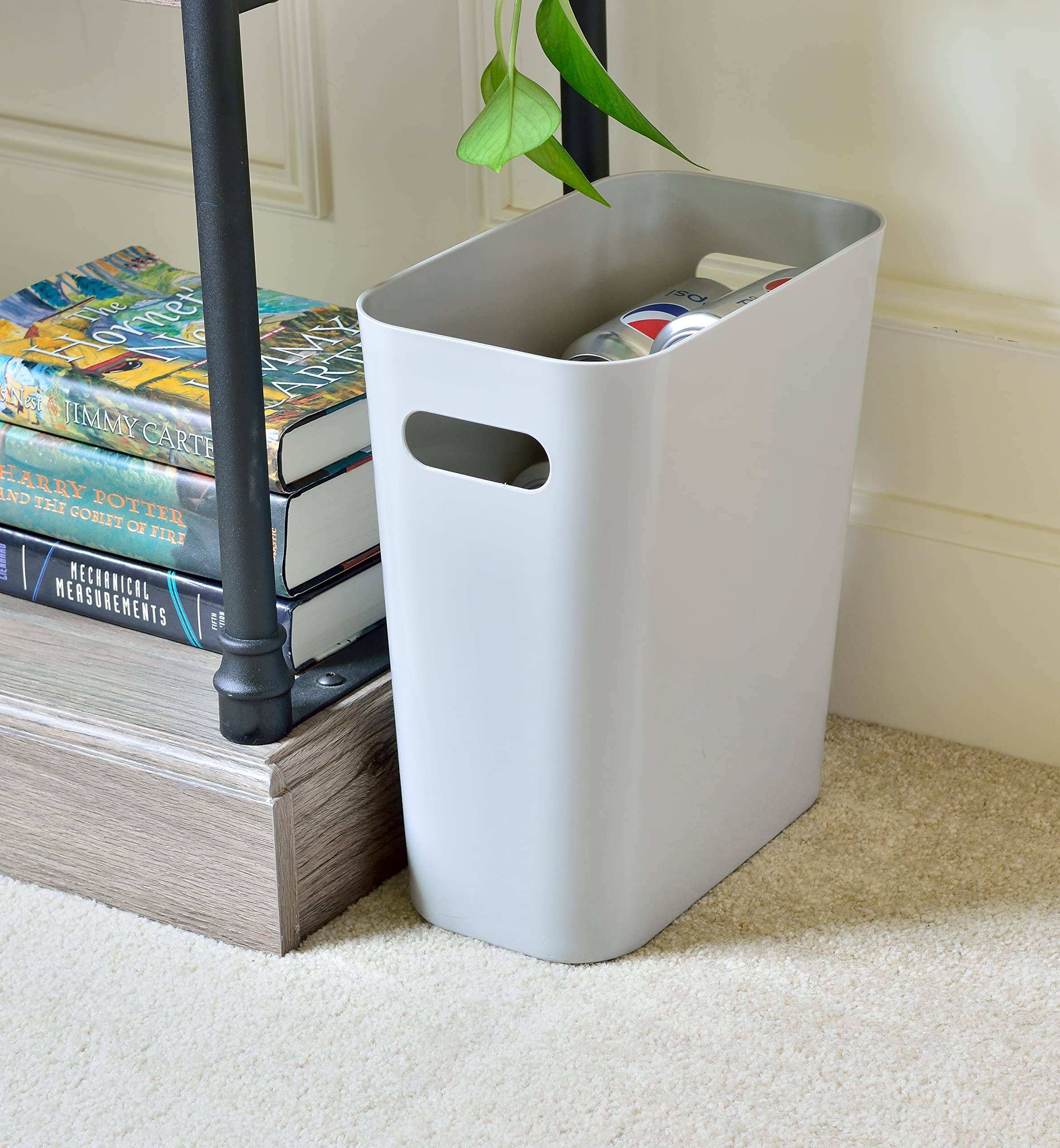 Youngever 2 Pack 3 Gallon Slim Trash Can, Plastic Garbage Container Bin, Trash Bin with Handles for Home Office, Living Room, Study Room, Kitchen, Bathroom
