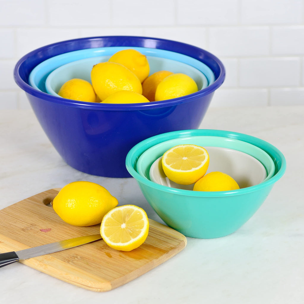 Youngever 6 Pack Large Plastic Mixing and Serving Bowls, Plastic Nesting Bowls Set (120OZ, 80OZ, 50OZ, 32OZ, 22OZ, 12OZ)