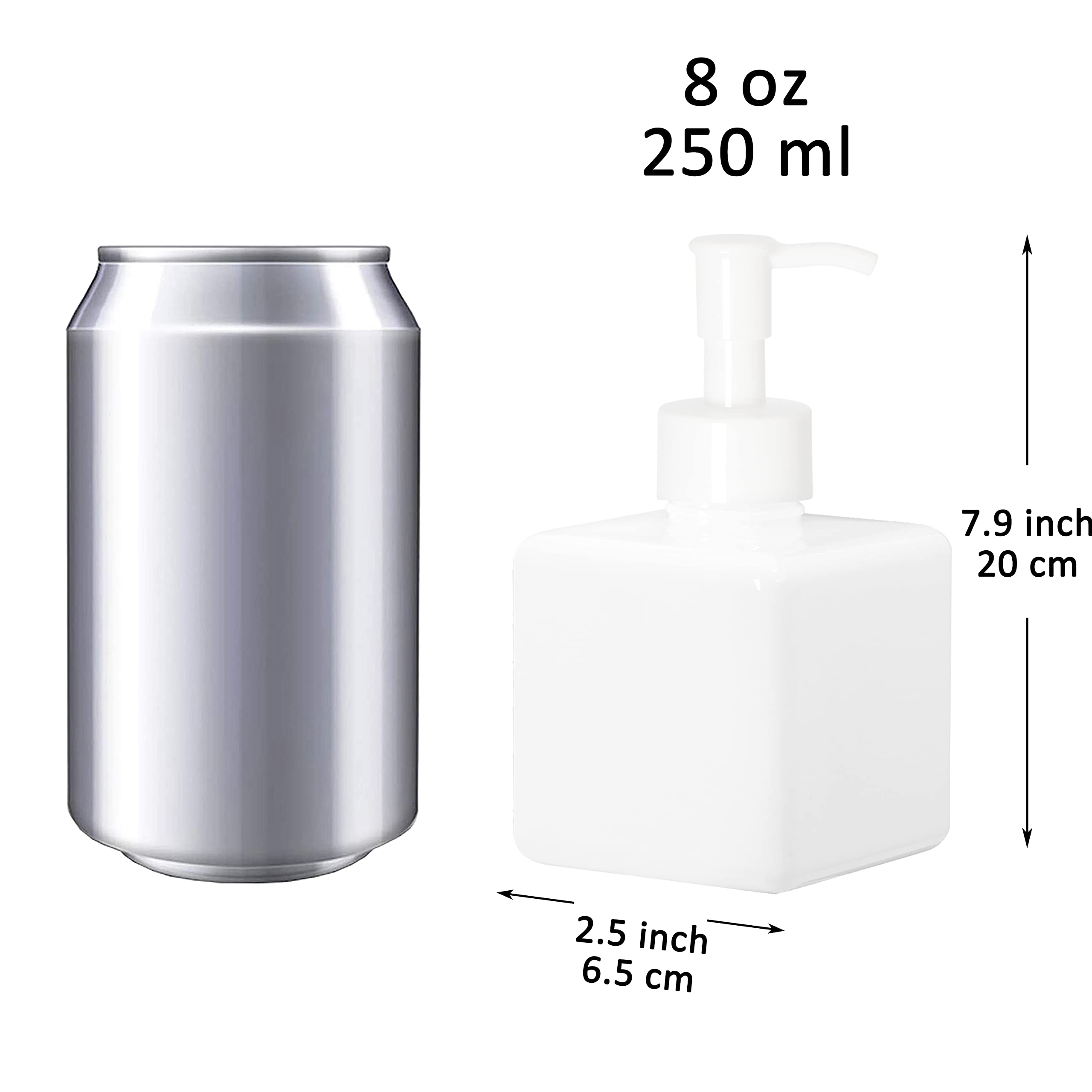 Youngever 5 Pack Plastic Pump Bottles, White Refillable Plastic Pump Bottles with Travel Lock