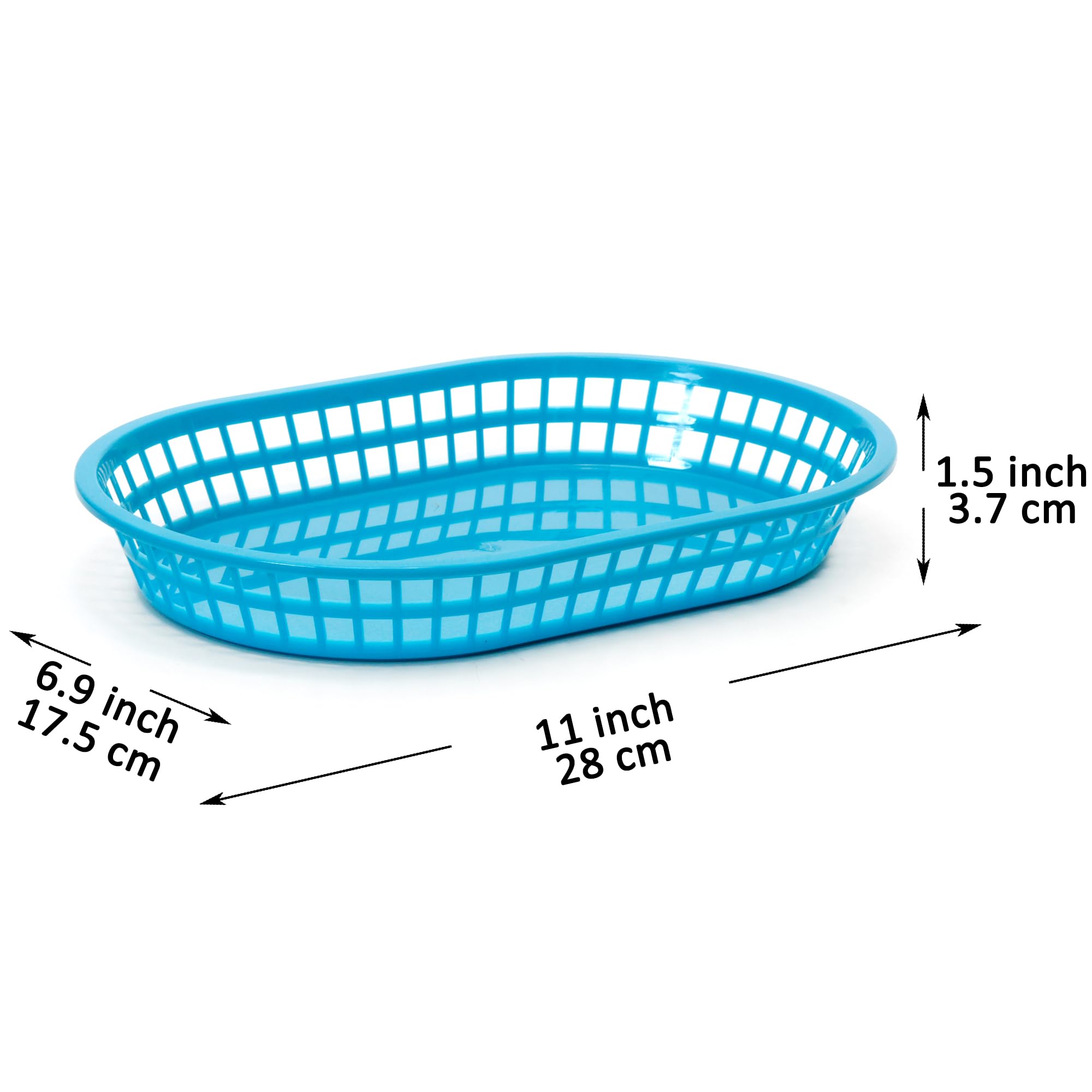Youngever 10 Pack 11 Inch Large Plastic Fast Food Snack Baskets, Reusable for Popcorn, Chips, Snacks - 5 Assorted Colors (Rectangular Shape)