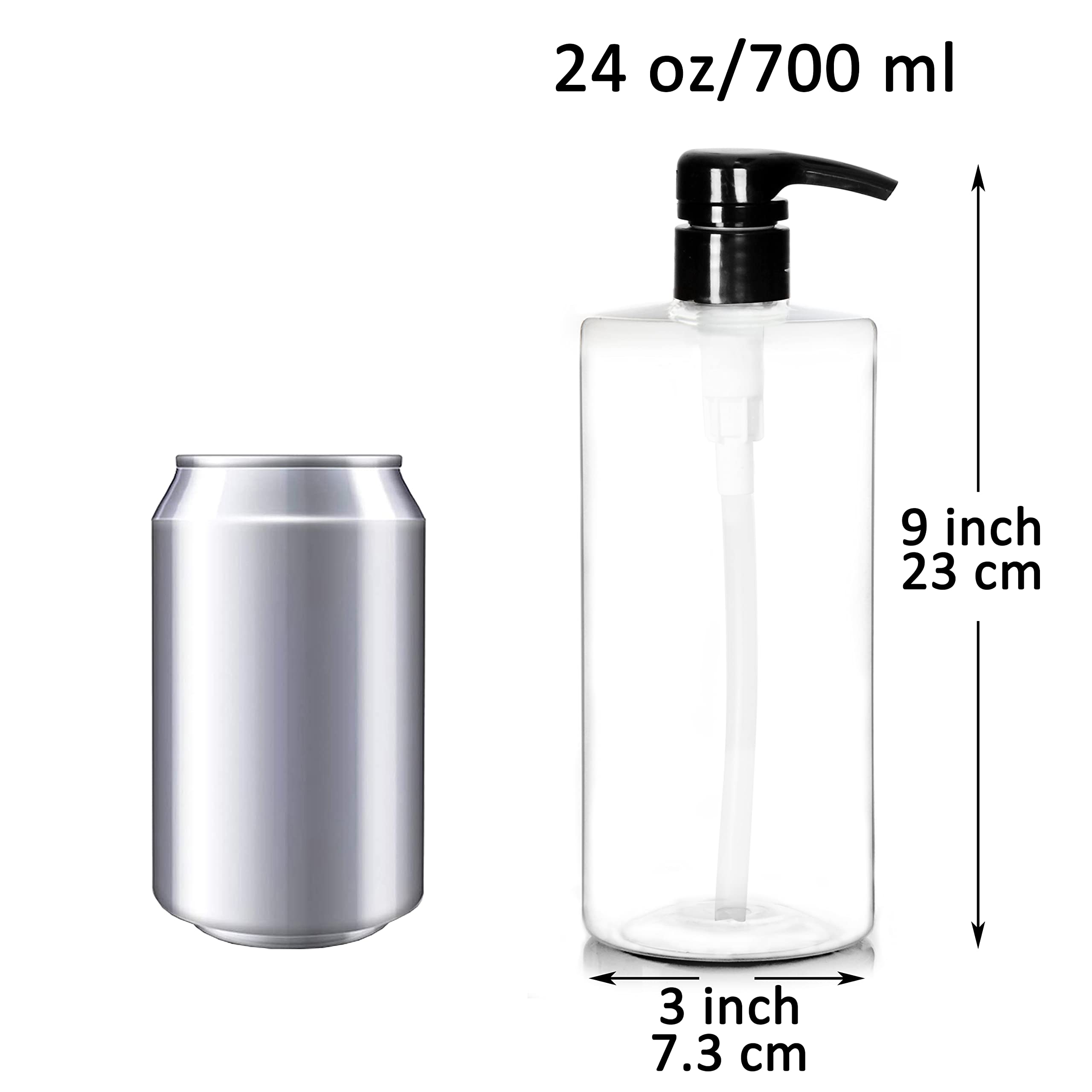 Youngever 4 Pack Pump Bottles for Shampoo 24 Ounce, Empty Shampoo Pump Bottles, Plastic Cylinder with Lockdown-Leak Proof-Pumps (Black Pump)