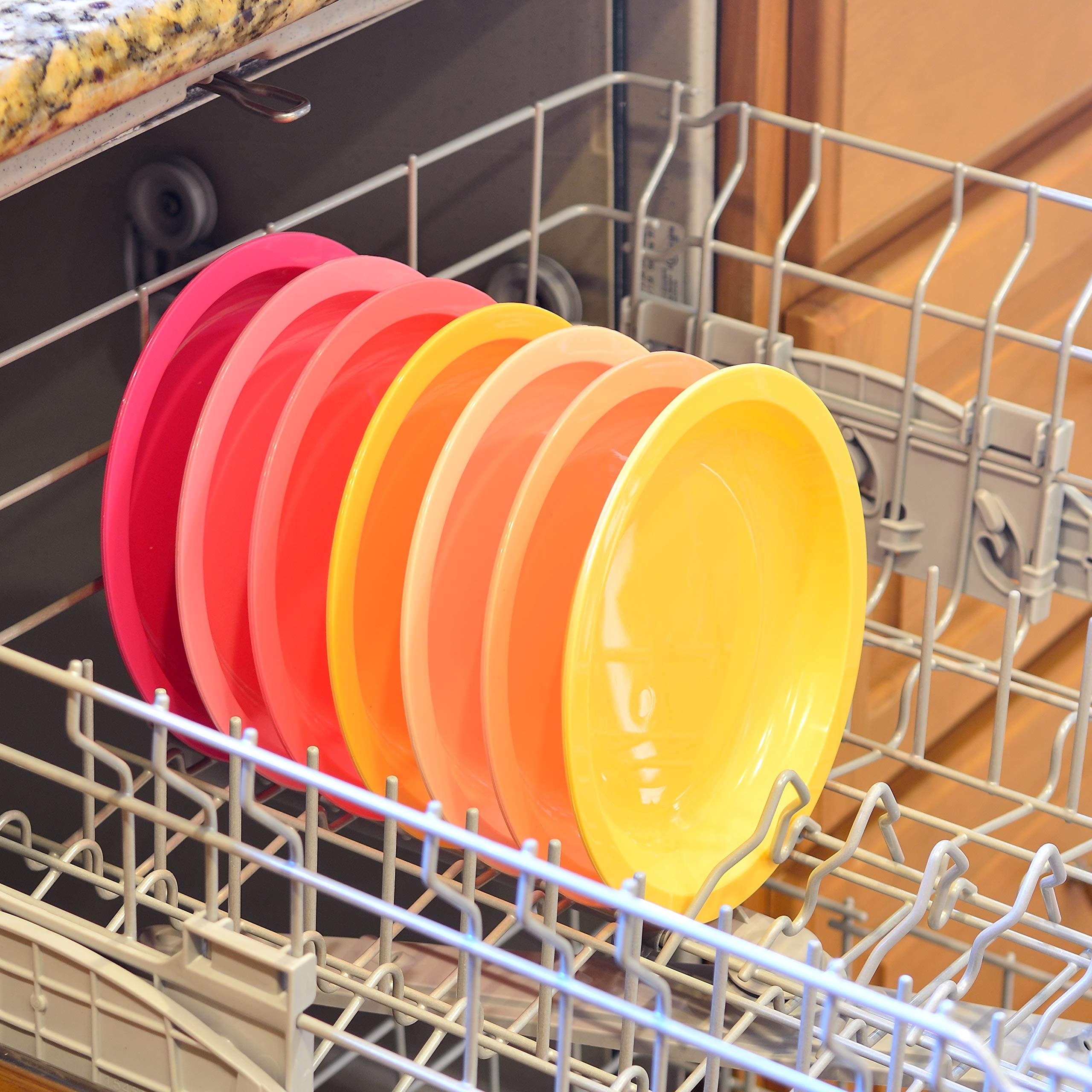 Youngever 9 Pack 20cm Small Plastic Plates, Kids Plates, Re-usable Toddler Plates, Snack Plates, Microwave Safe, Dishwasher Safe, Set of 9