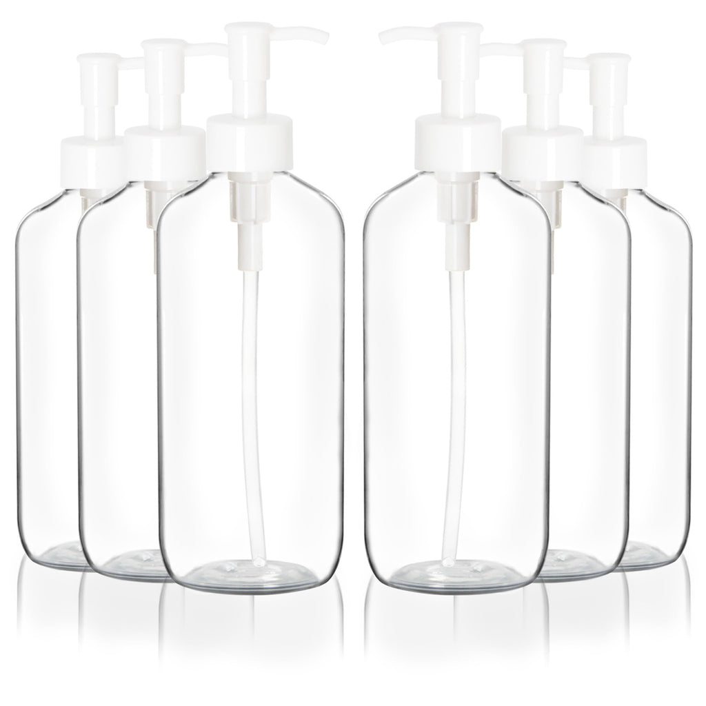 Youngever 10 Pack Plastic Pump Bottles 8 Ounce, Clear Refillable Plastic Pump Bottles