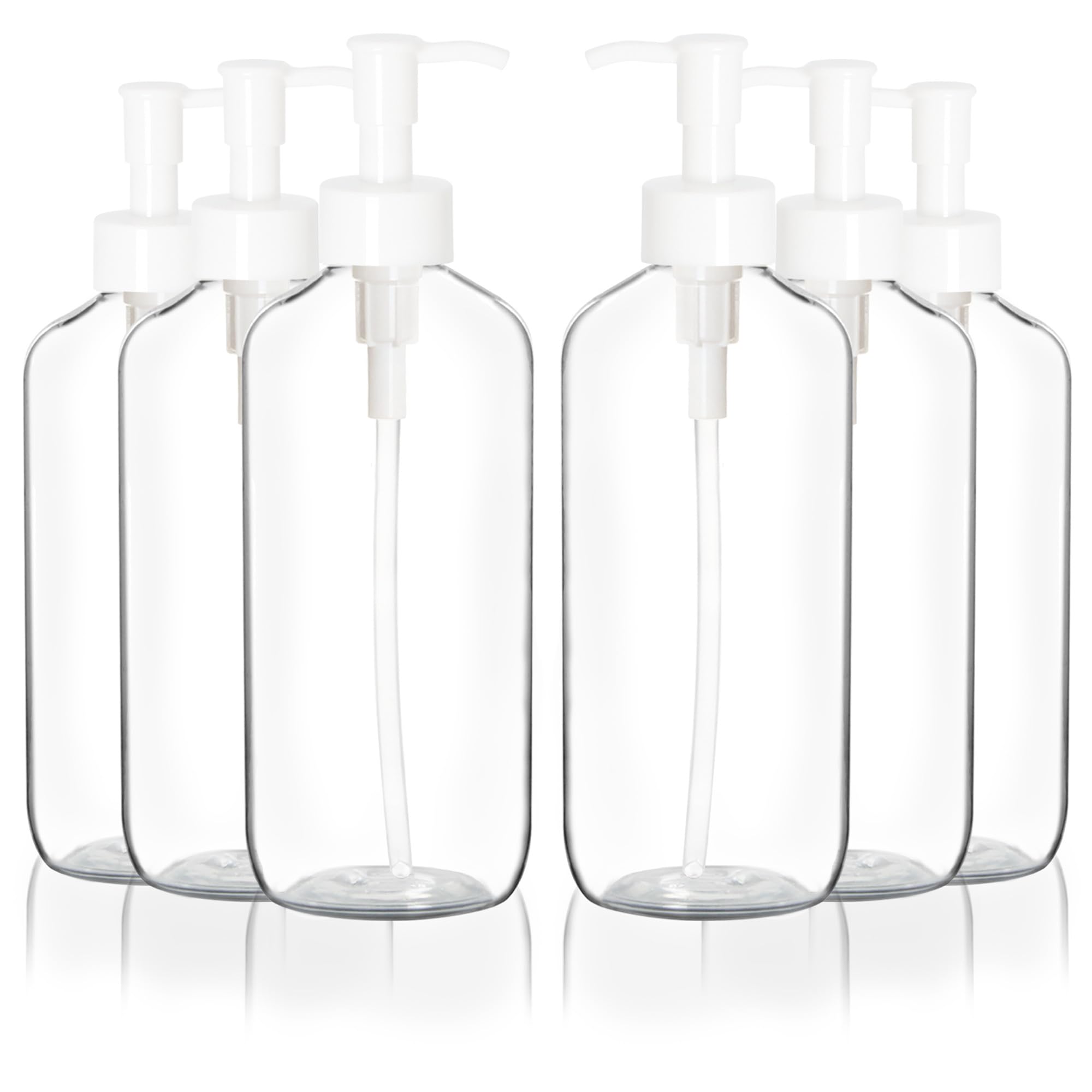 Youngever 10 Pack Plastic Pump Bottles 8 Ounce, Clear Refillable Plastic Pump Bottles